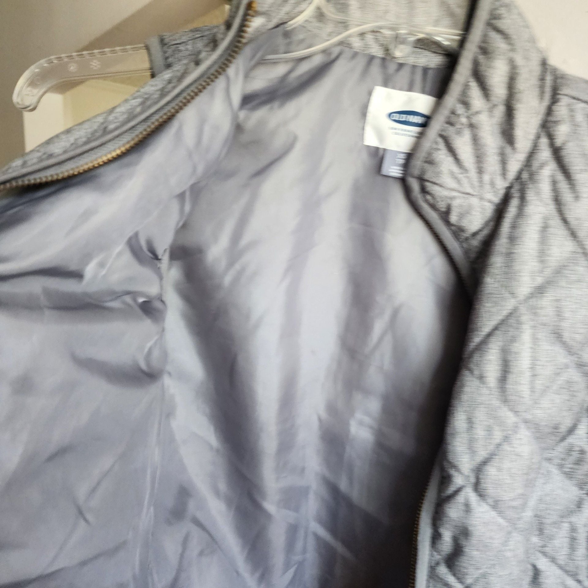 Old Navy Quilted Vest Gray Full Zip Pockets 8