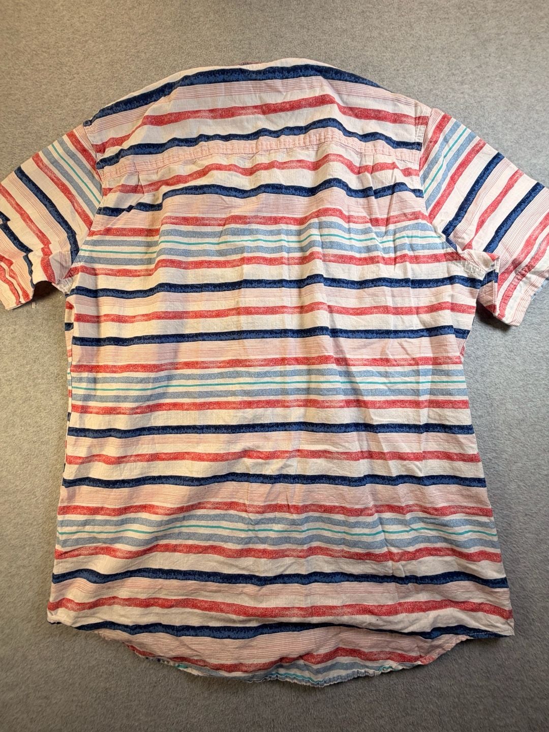 IZOD Saltwater Short Sleeve Button Up Shirt XLT Multi Stripe 7
