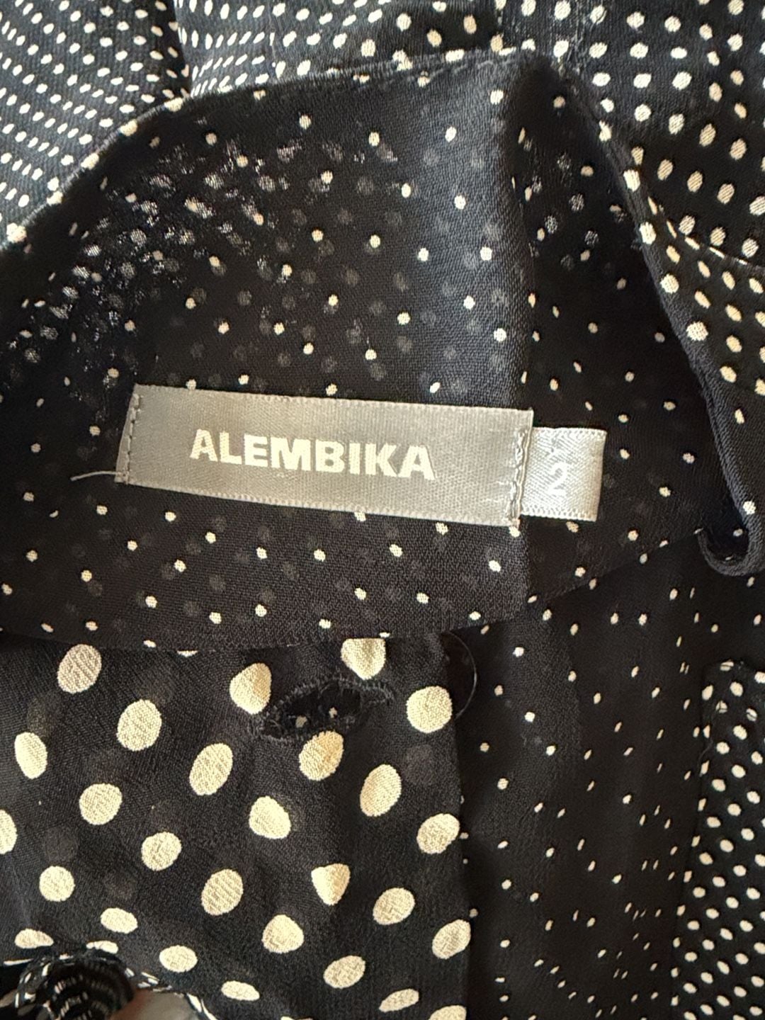 909 Alembika Polka Dot Top Size 2 Black And White 3
