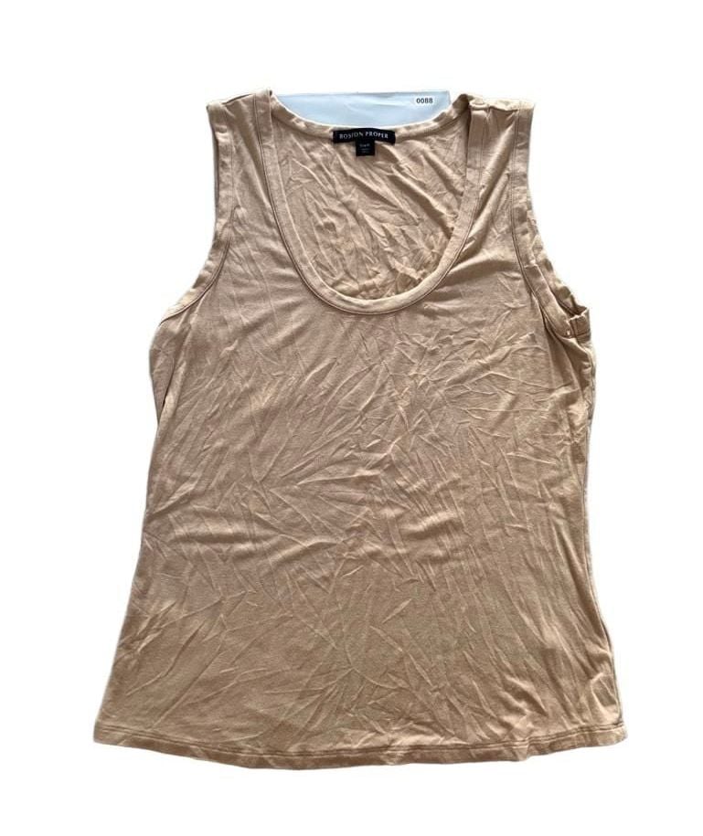 Boston Proper Tank Top Size M Tan Scoop Neck Rayon Spandex 2