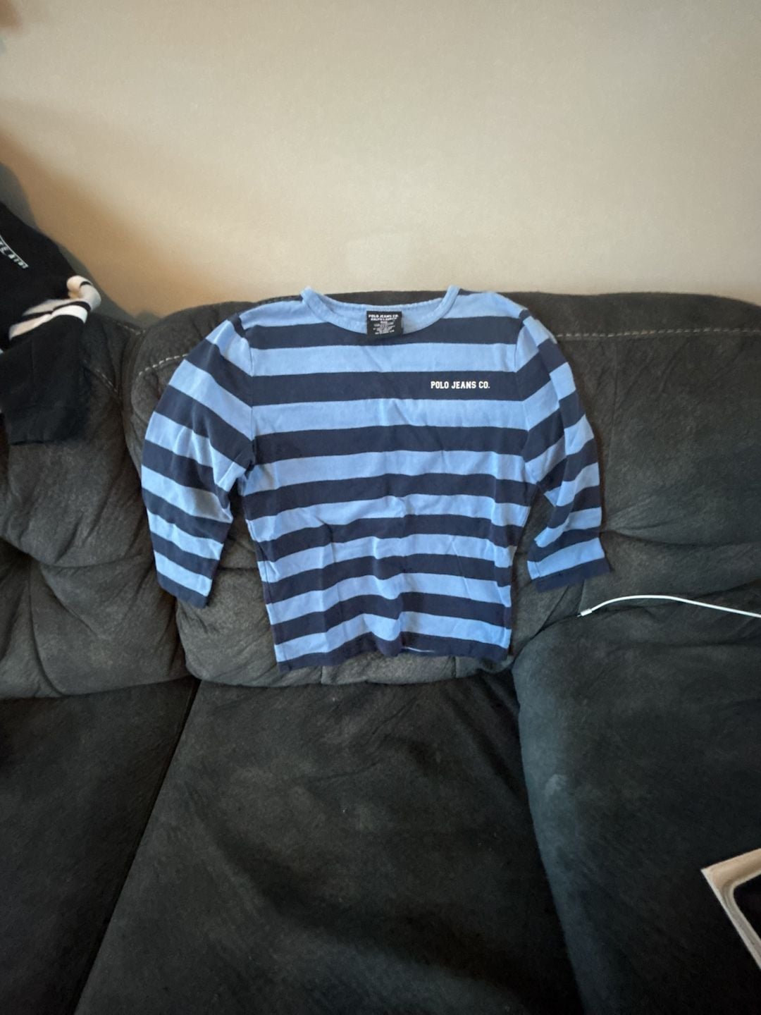 Polo Jeans Co. Striped Long Sleeve T-Shirt Size S Blue Navy Logo Y2K 2