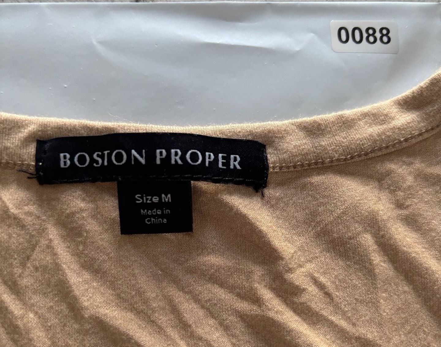 Boston Proper Tank Top Size M Tan Scoop Neck Rayon Spandex 3