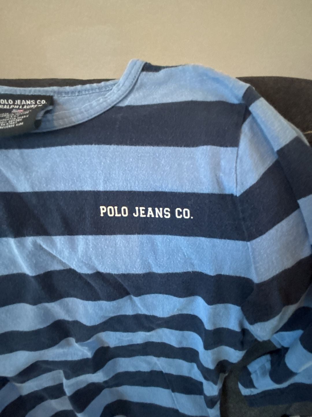 Polo Jeans Co. Striped Long Sleeve T-Shirt Size S Blue Navy Logo Y2K 3