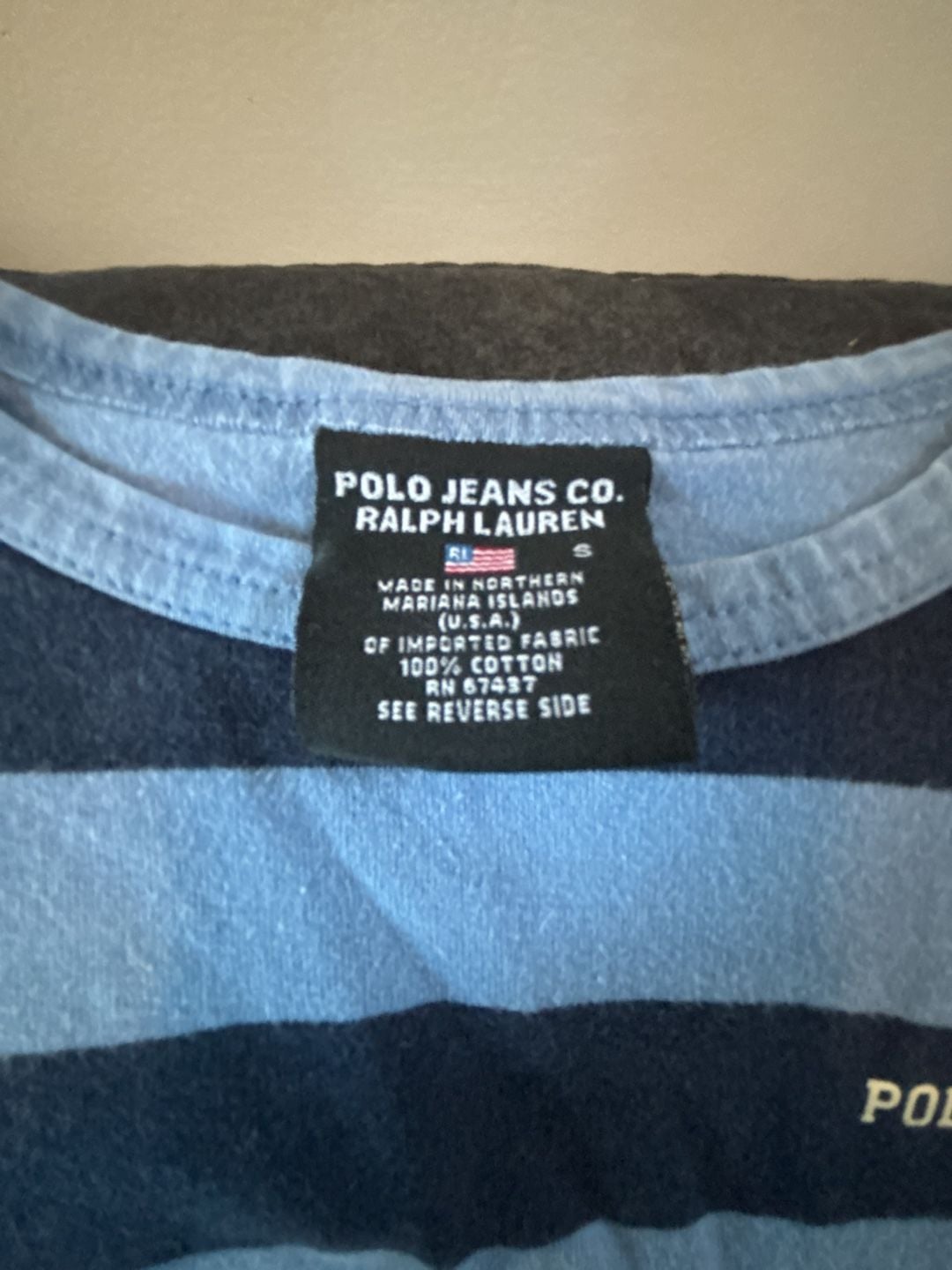 Polo Jeans Co. Striped Long Sleeve T-Shirt Size S Blue Navy Logo Y2K 4