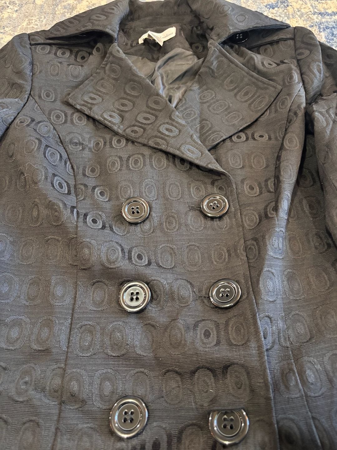 Marisa Christina Pea Coat Size M Black Geometric Double Breasted 4