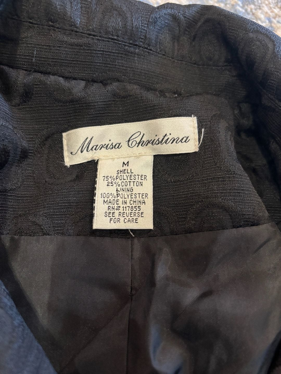 Marisa Christina Pea Coat Size M Black Geometric Double Breasted 6