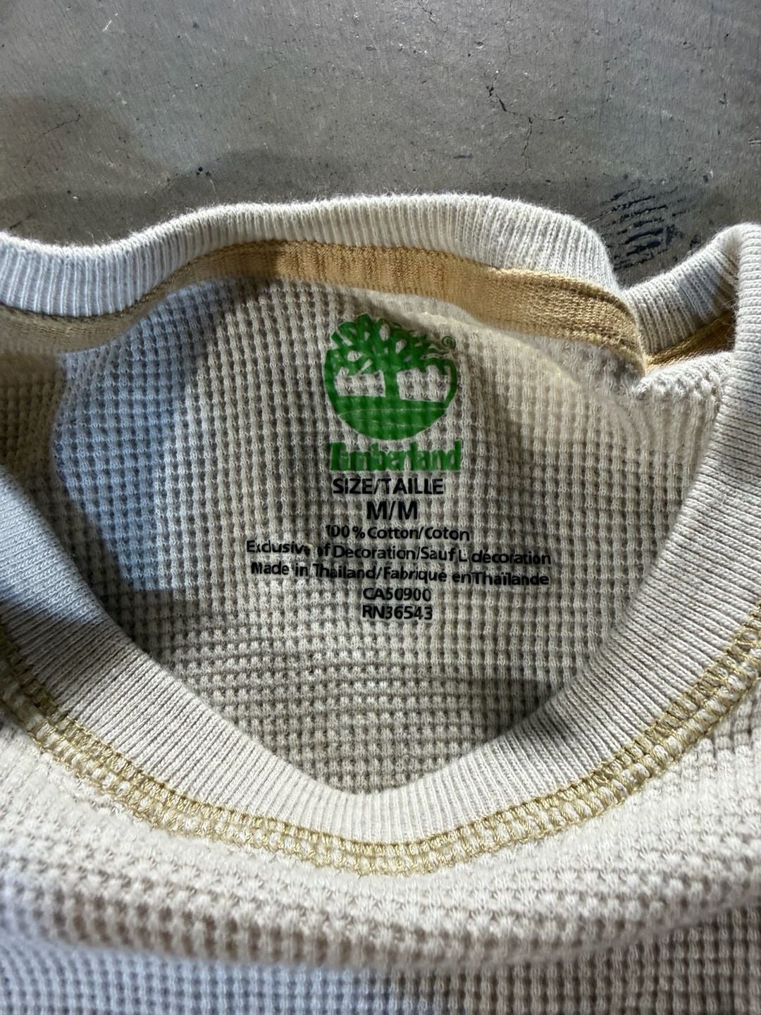Timberland Thermal Long Sleeve Shirt Size M Off White Cotton 5