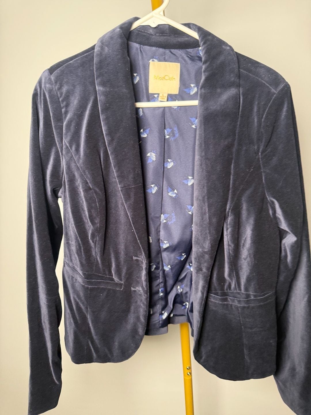 ModCloth Navy Blue Velvet Blazer Size L 3