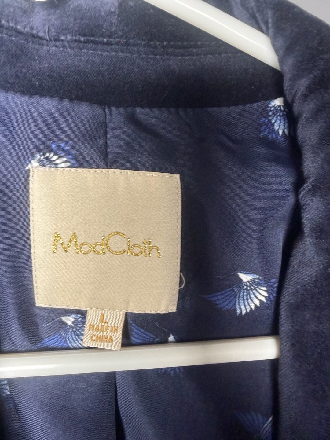 ModCloth Navy Blue Velvet Blazer Size L 5
