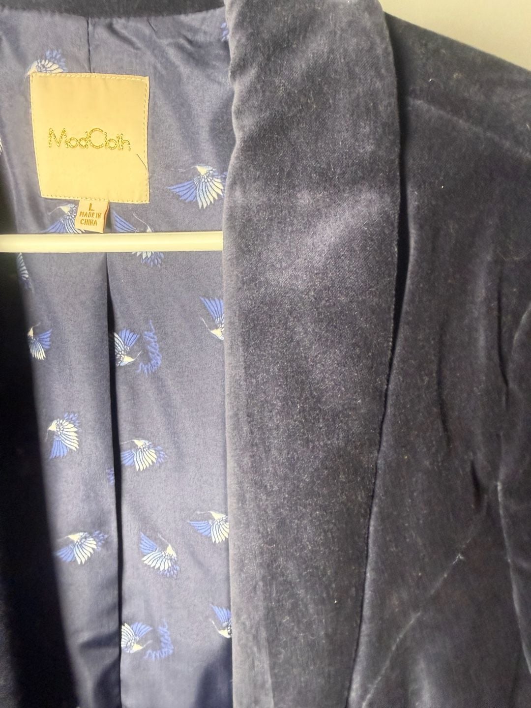 ModCloth Navy Blue Velvet Blazer Size L 6