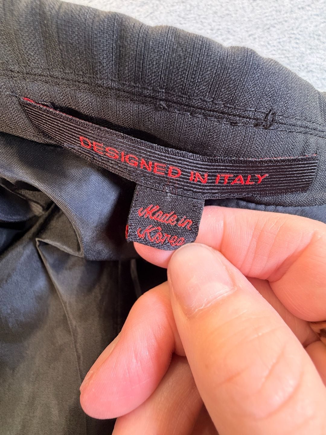 Designed In Italy Hand Tailored Suit Jacket Black Striped Super 150'S 36Regular 10