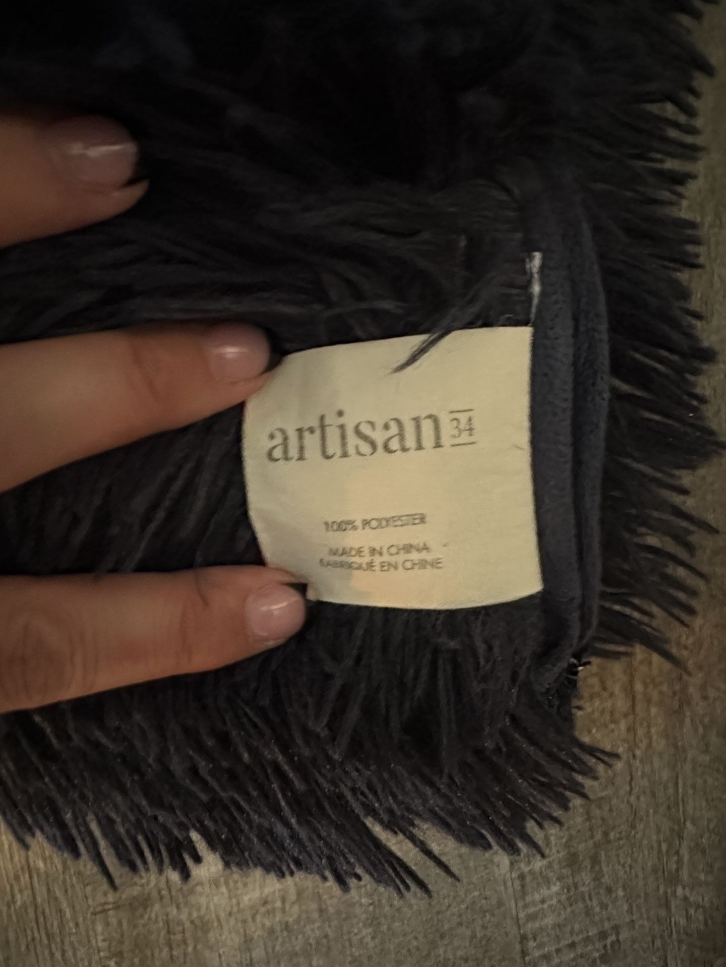 Artisan Shaggy Faux Fur Decorative Throw Pillow Dark Blue 2