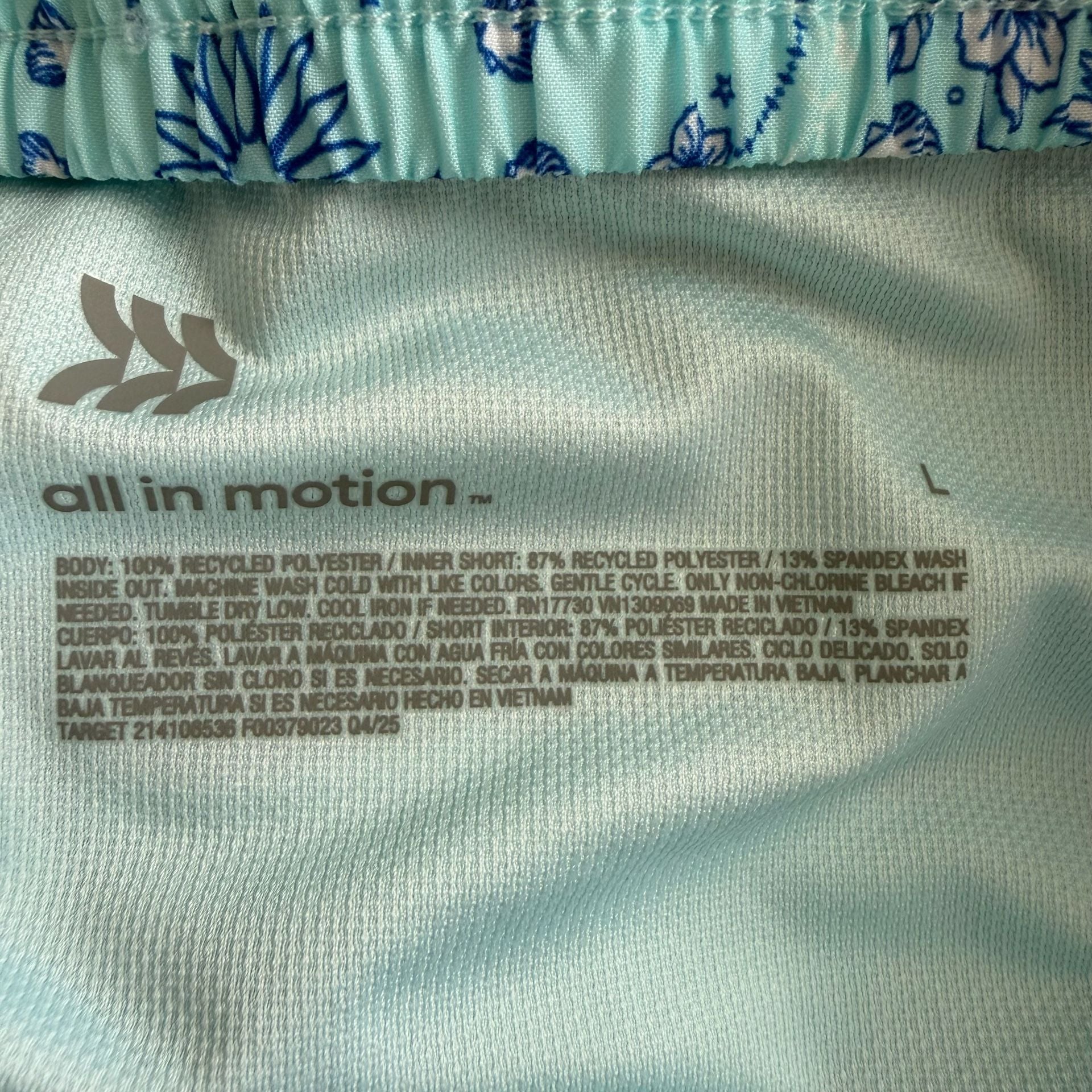 All in Motion Athletic Shorts Size L Blue Floral Bandana Print 4