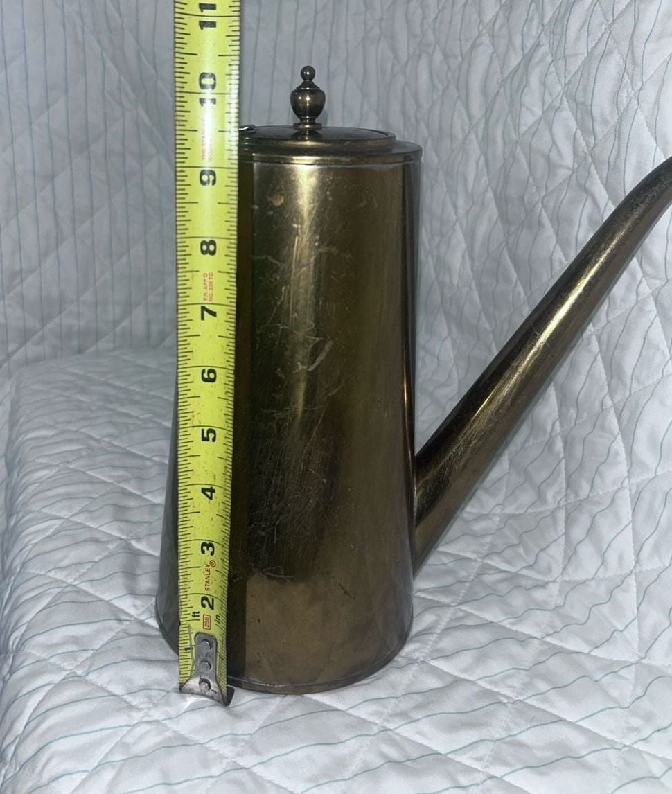 Vintage Brass Coffee Pot Side Handle 9