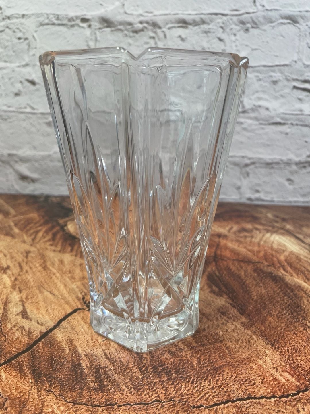 Wedgwood Crystal Vase Star Cut 6 Inch Hexagonal Heavy Clear Glass 3
