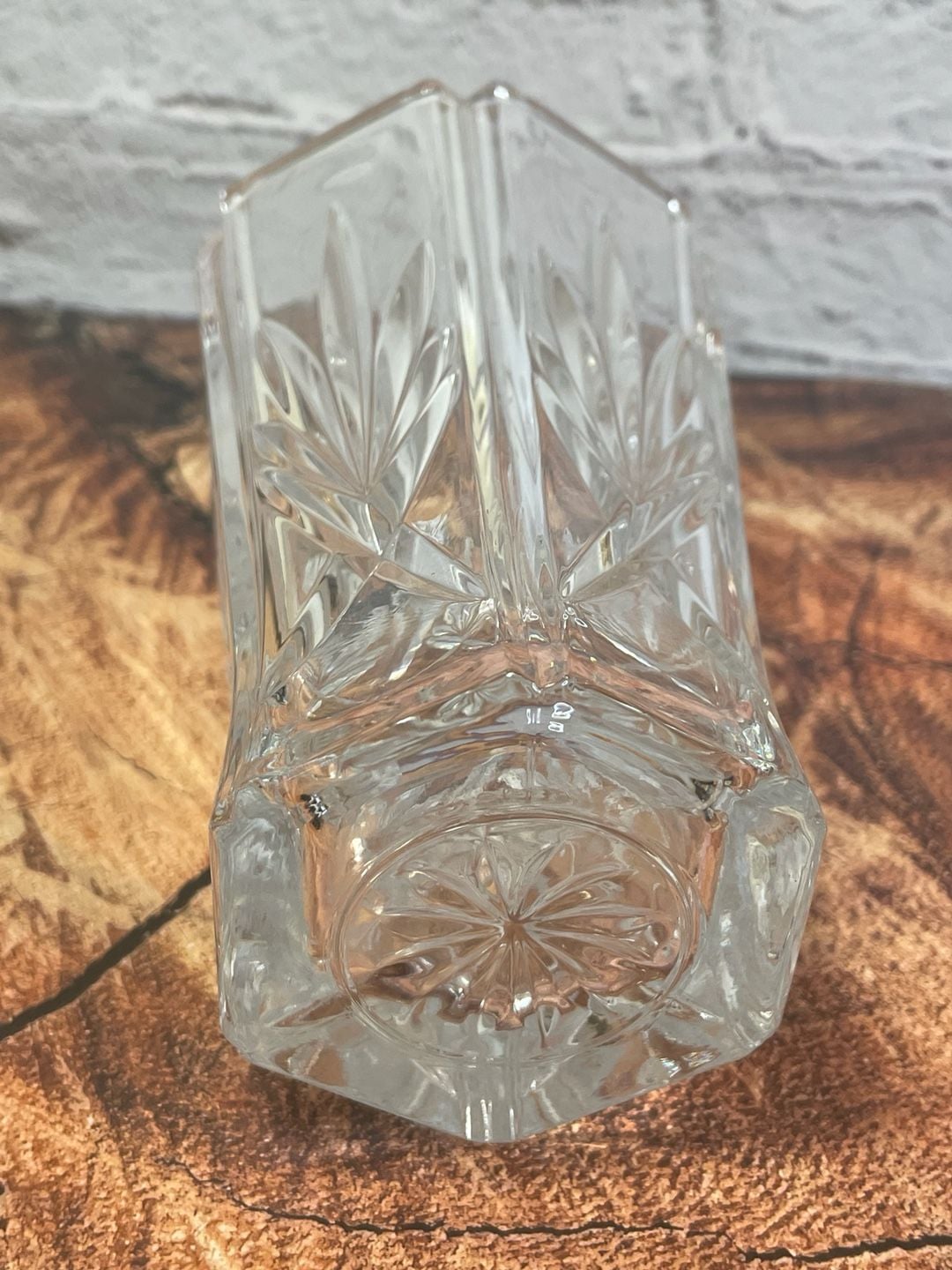Wedgwood Crystal Vase Star Cut 6 Inch Hexagonal Heavy Clear Glass 4