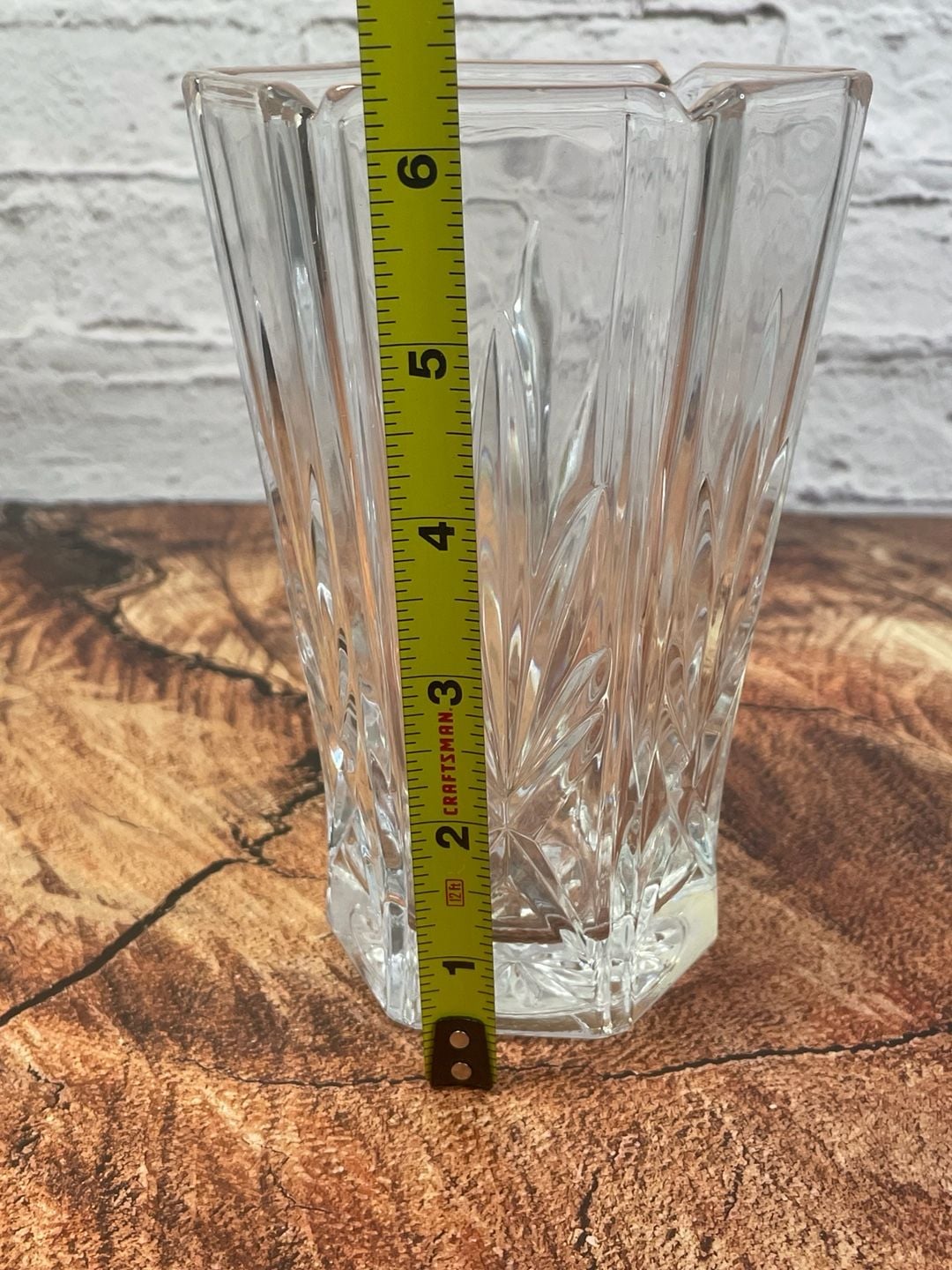 Wedgwood Crystal Vase Star Cut 6 Inch Hexagonal Heavy Clear Glass 5