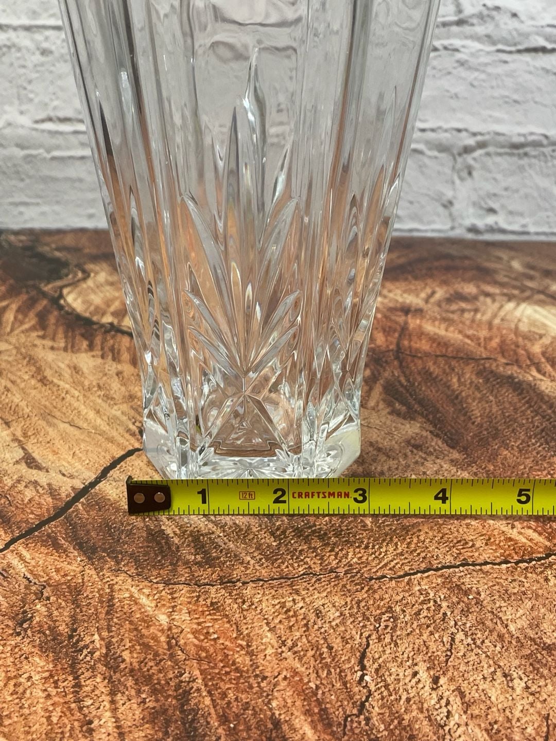 Wedgwood Crystal Vase Star Cut 6 Inch Hexagonal Heavy Clear Glass 7