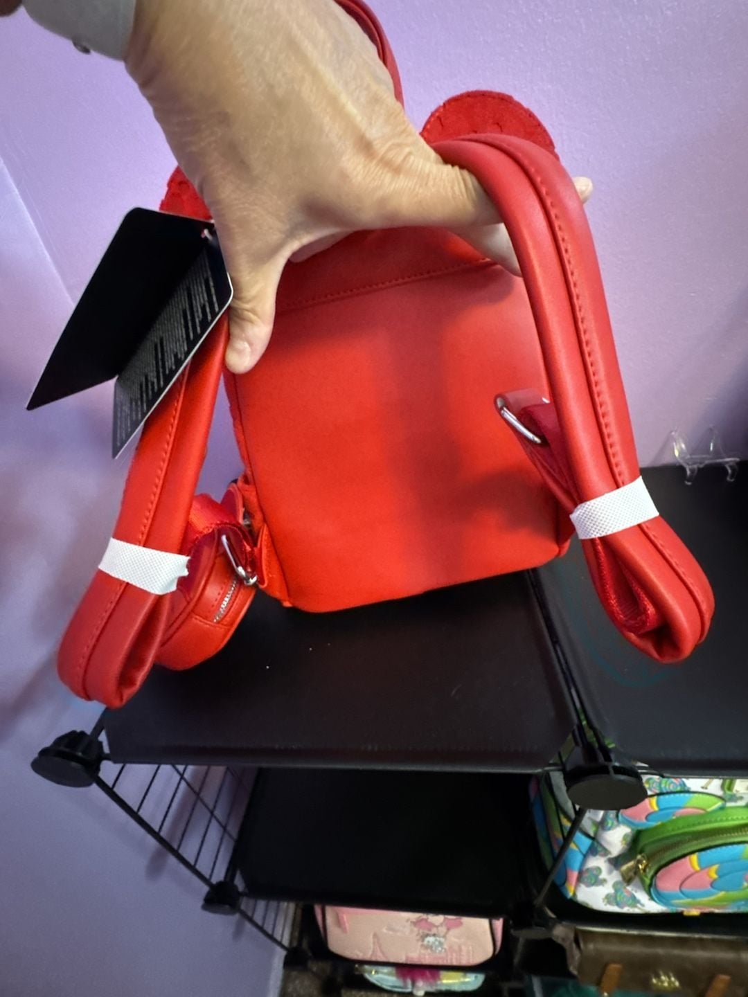 Loungefly Disney Mickey Mouse Red Terry Cloth Mini Backpack Coin Purse 6