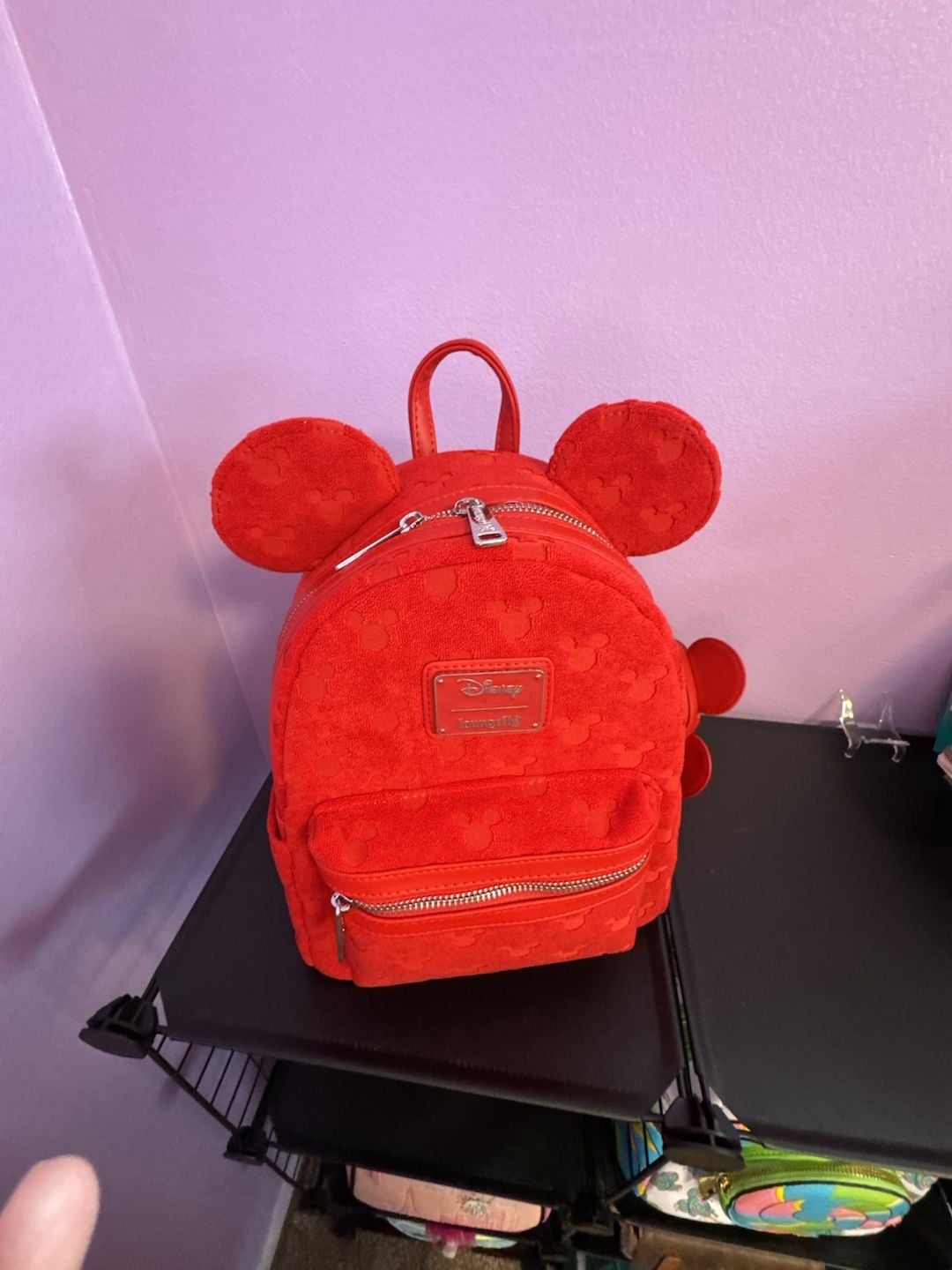 Loungefly Disney Mickey Mouse Red Terry Cloth Mini Backpack Coin Purse 8