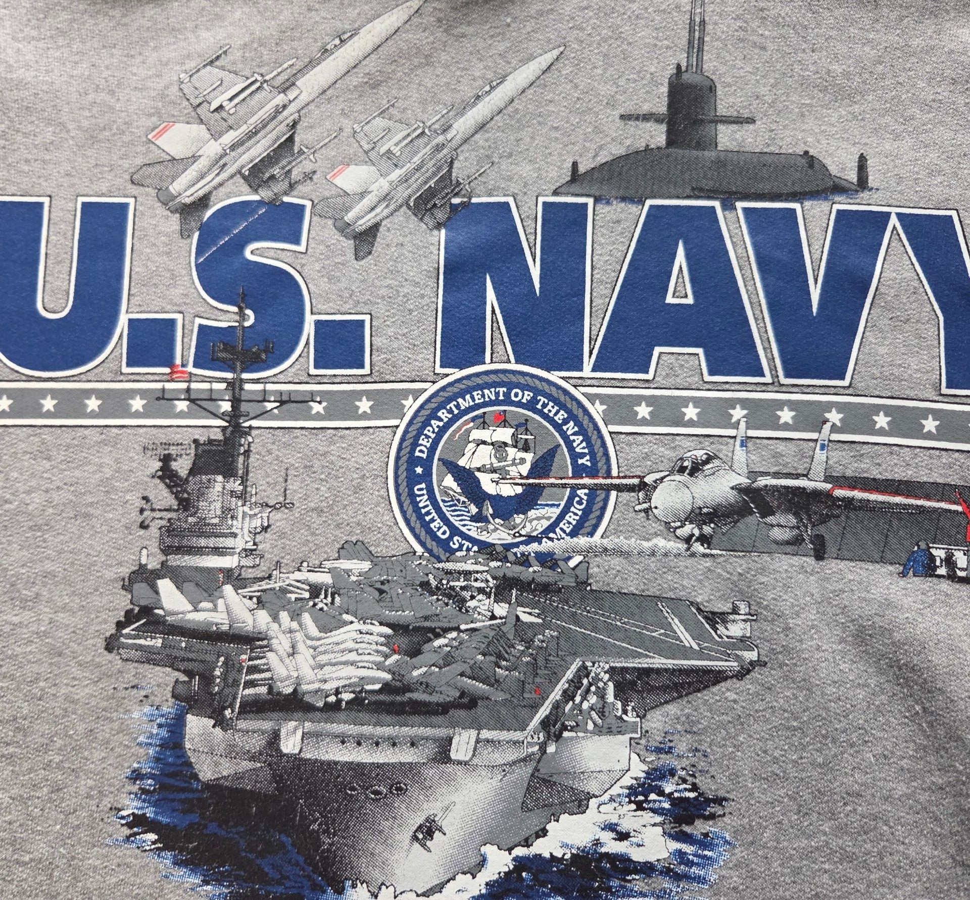 Jerzees US Navy Hoodie Size Small Gray Military Pullover Sweatshirt 3