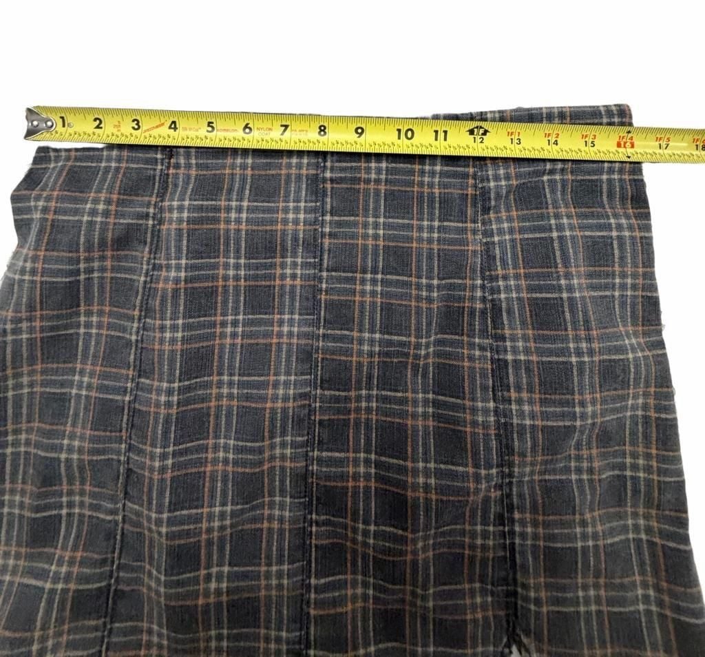 JOLT Womens Plaid Mini Skirt Gray Brown Pleated Slit Y2K Preppy Academia 8