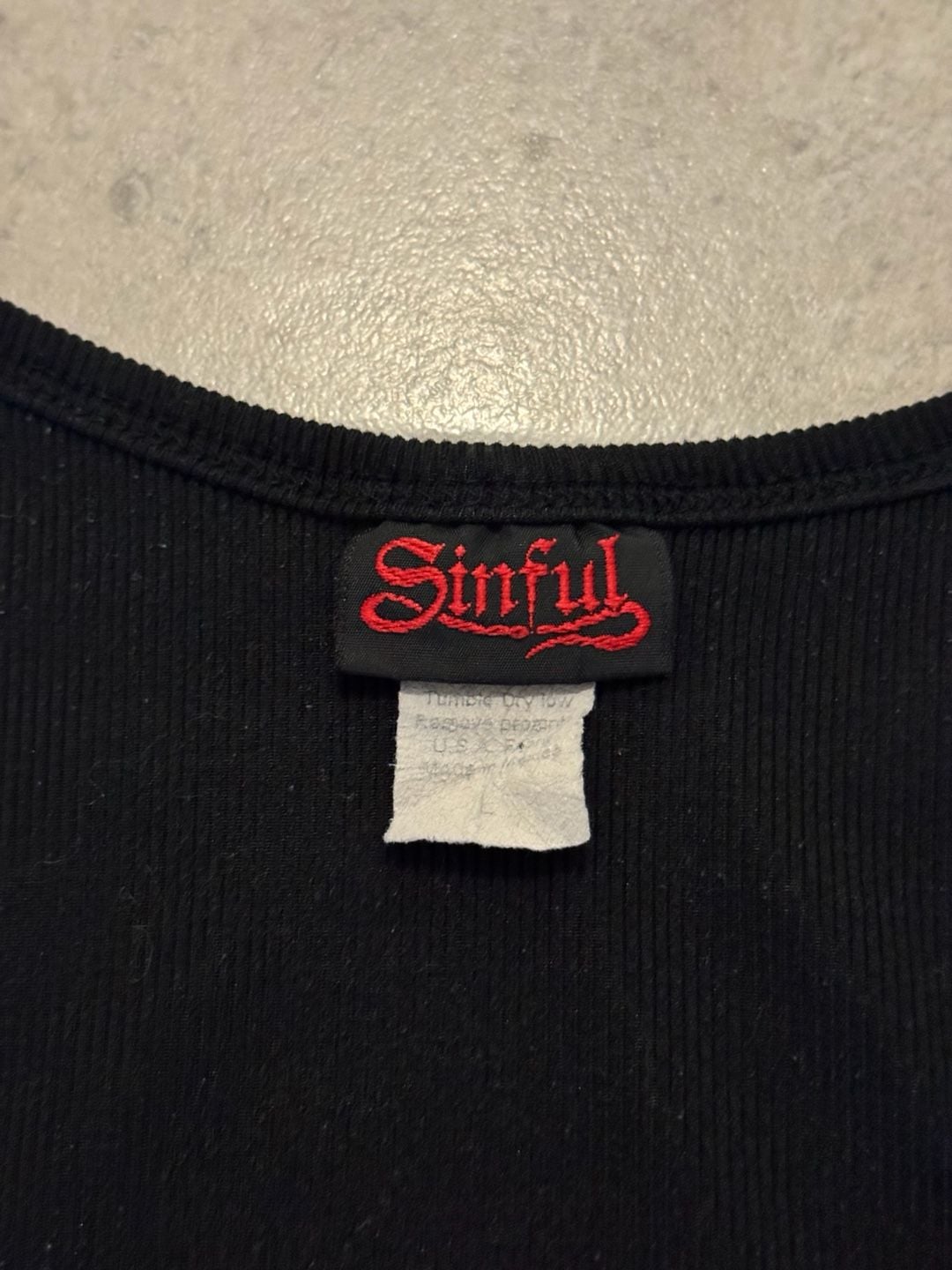 Sinful Graphic Tank Top Size L Y2K Chicana Biker Girl 3