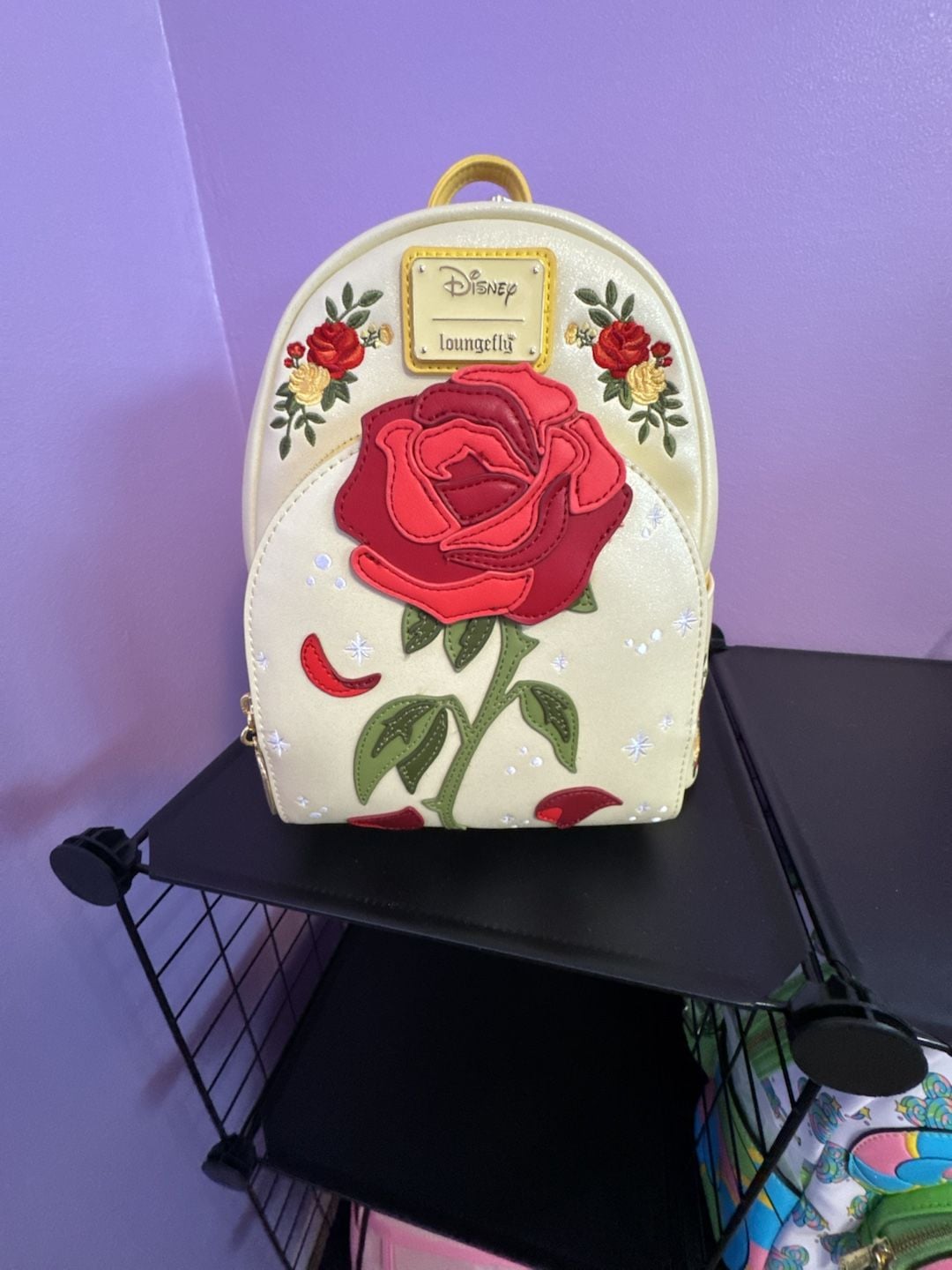 Loungefly Disney Beauty and the Beast Enchanted Rose Shimmer Mini Backpack 2