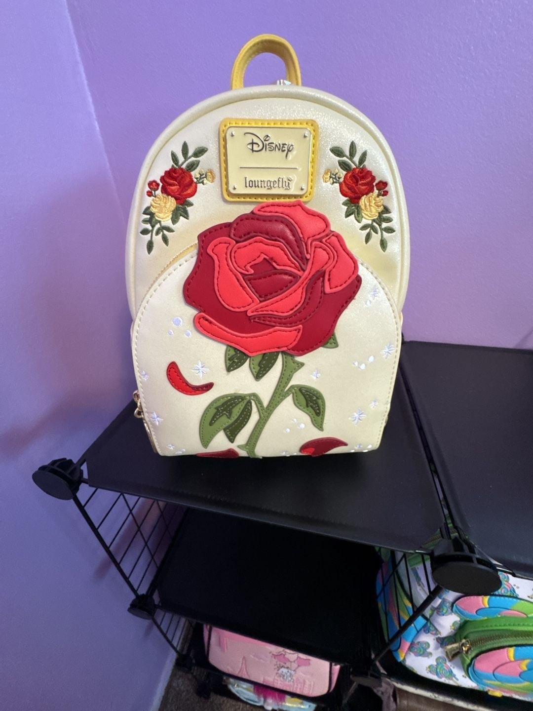 Loungefly Disney Beauty and the Beast Enchanted Rose Shimmer Mini Backpack 3