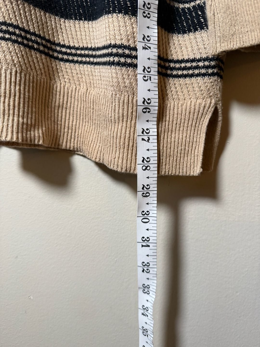 Lauren Ralph Lauren Striped Knit Sweater Size L Tan Black Linen Cotton 7