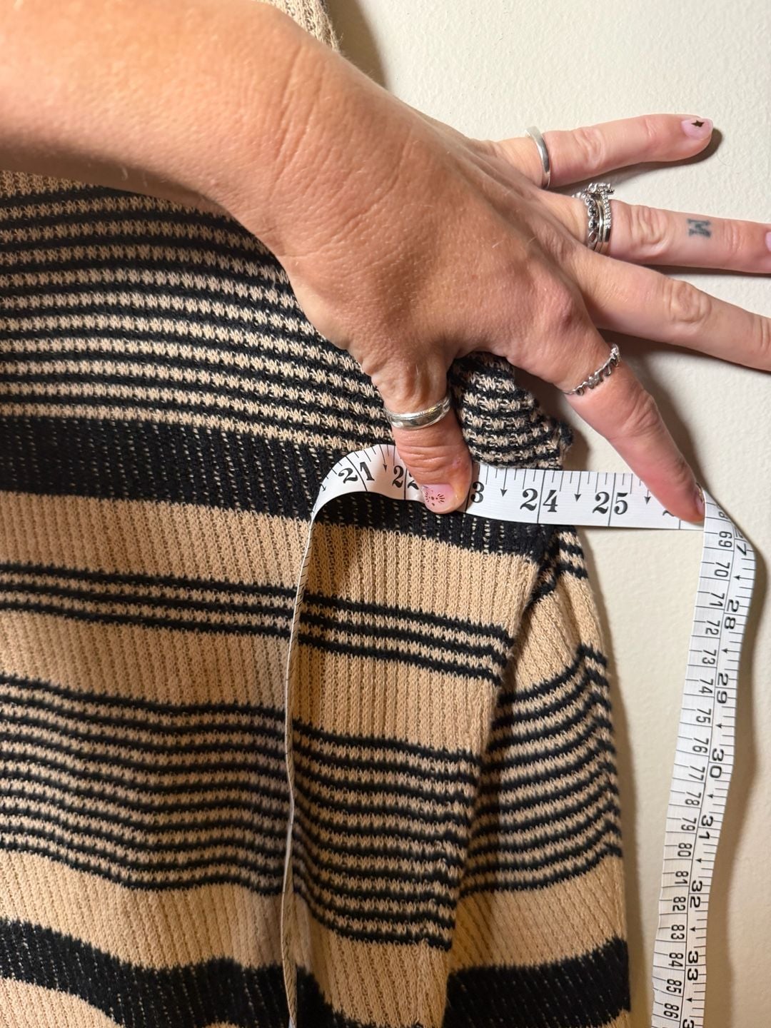 Lauren Ralph Lauren Striped Knit Sweater Size L Tan Black Linen Cotton 8
