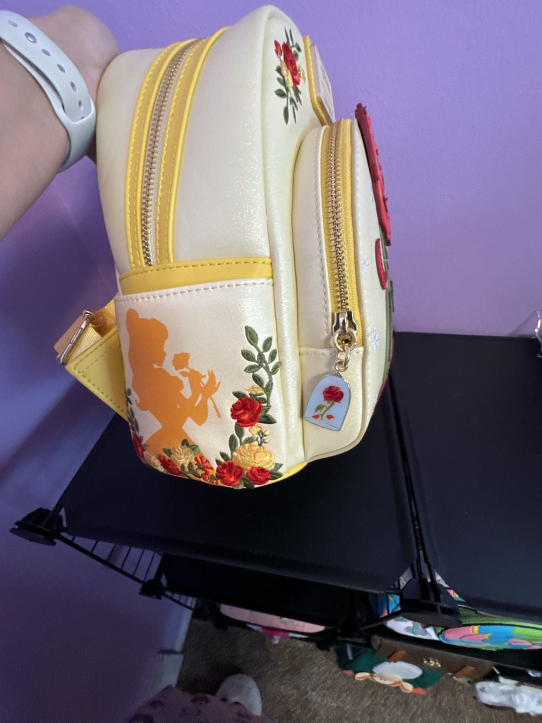 Loungefly Disney Beauty and the Beast Enchanted Rose Shimmer Mini Backpack 9