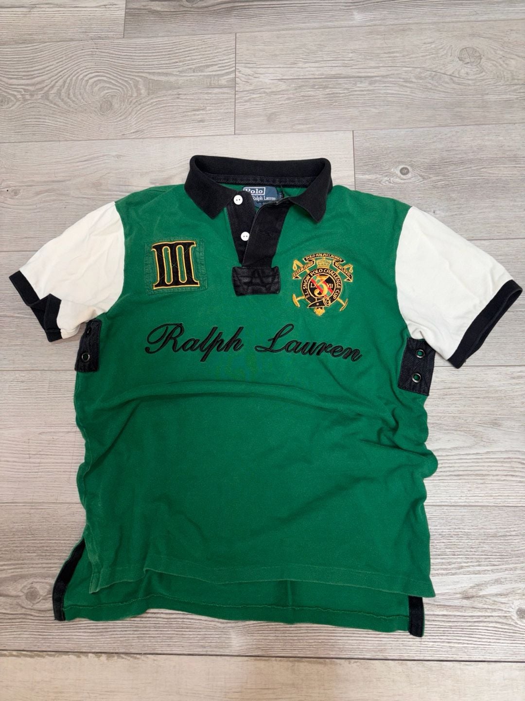 Polo Ralph Lauren Snow Polo Challenge Polo Shirt Size M Green White 2