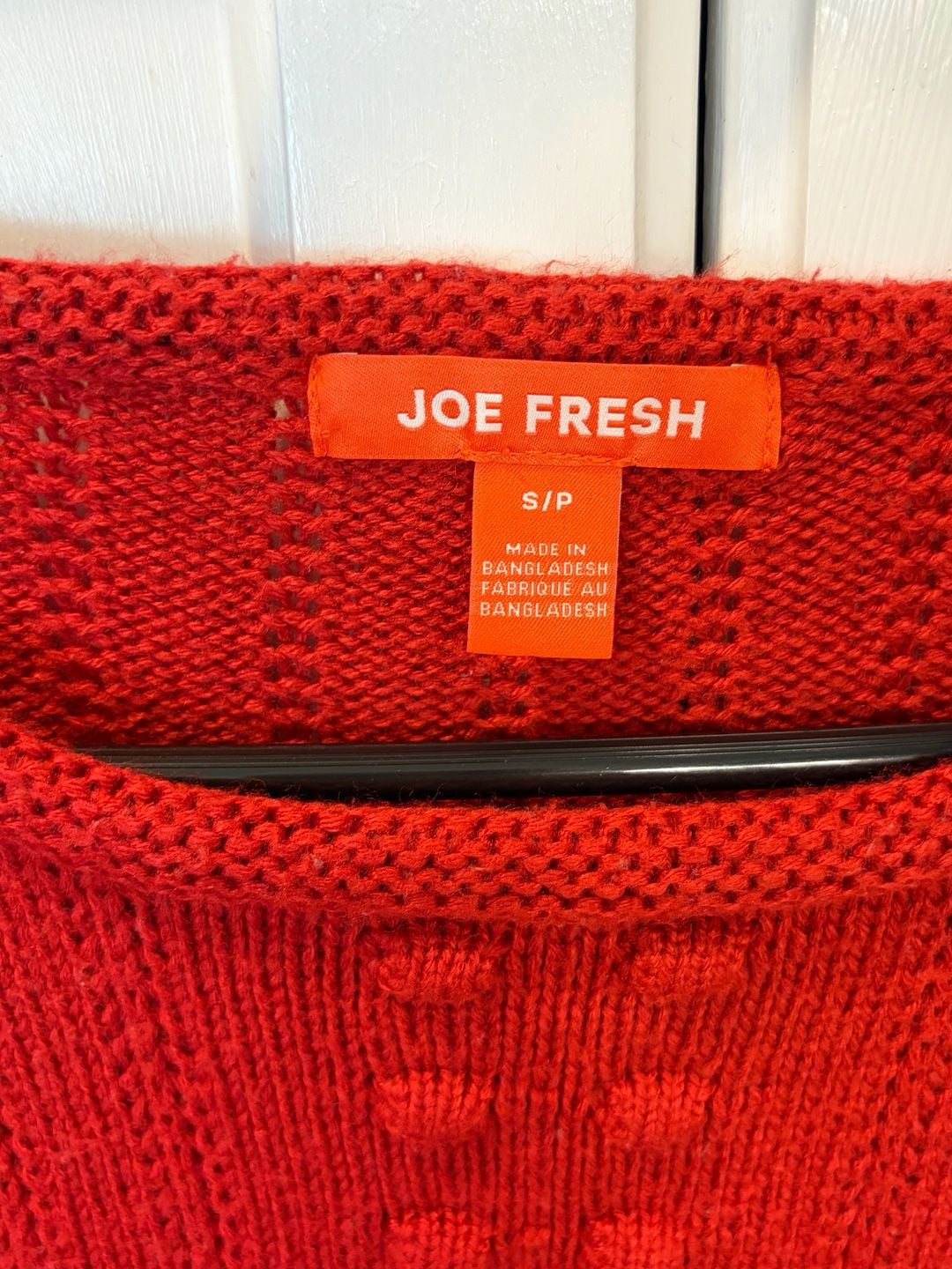 Joe Fresh Women’s Small Red Bobble Knit Sweater Textured Pullover Cozy Crewneck 3