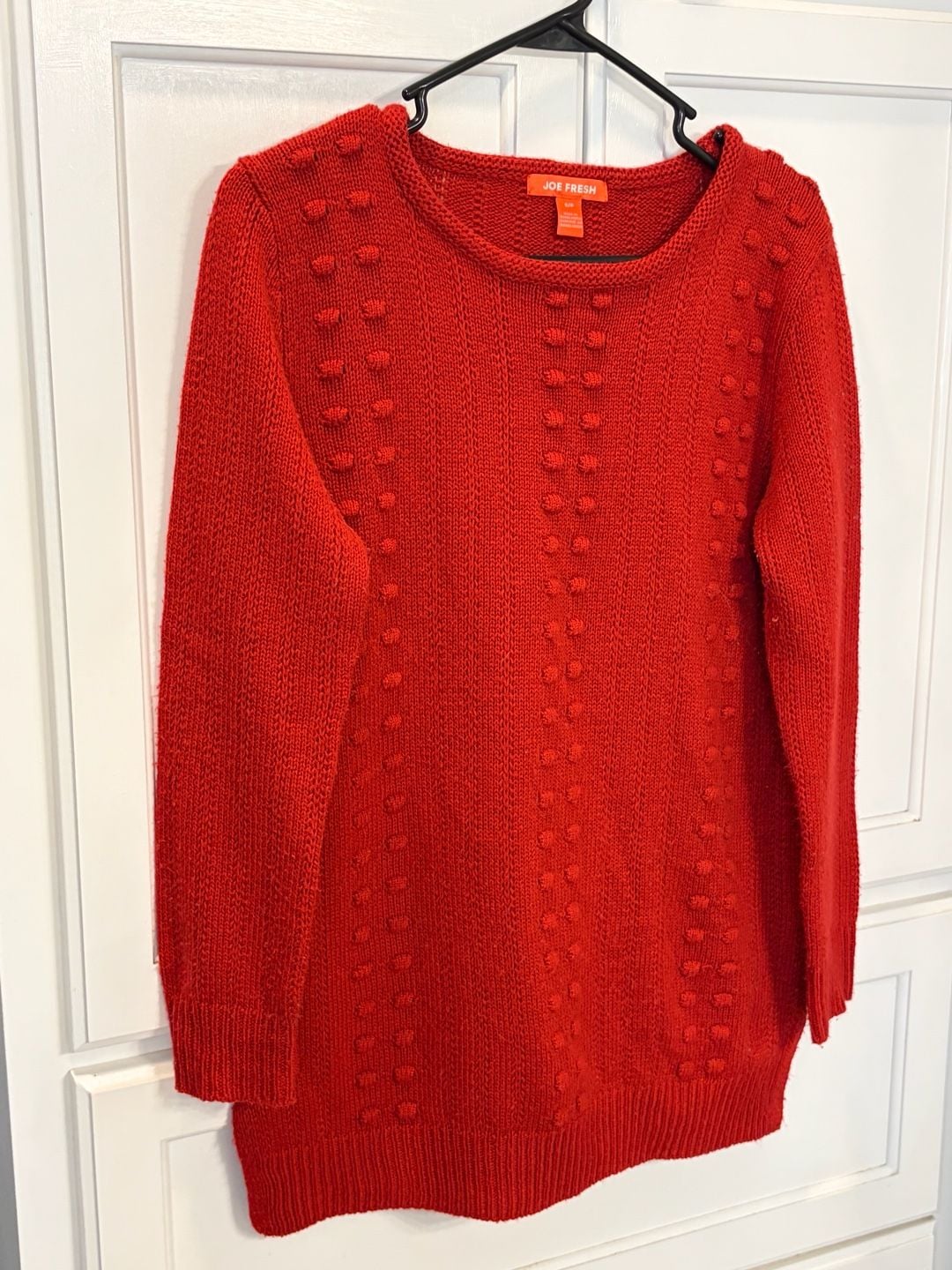 Joe Fresh Women’s Small Red Bobble Knit Sweater Textured Pullover Cozy Crewneck 5