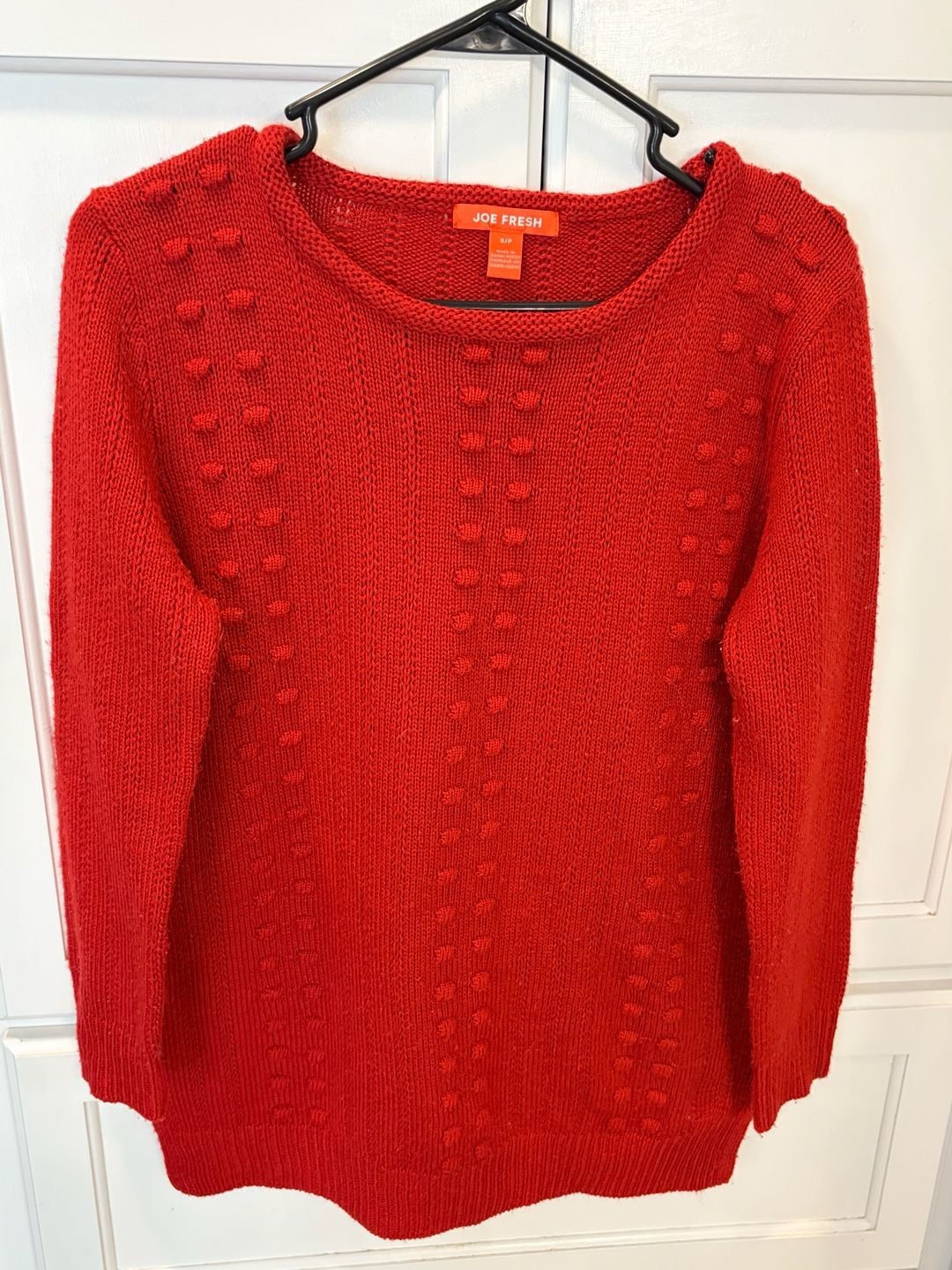 Joe Fresh Women’s Small Red Bobble Knit Sweater Textured Pullover Cozy Crewneck 6