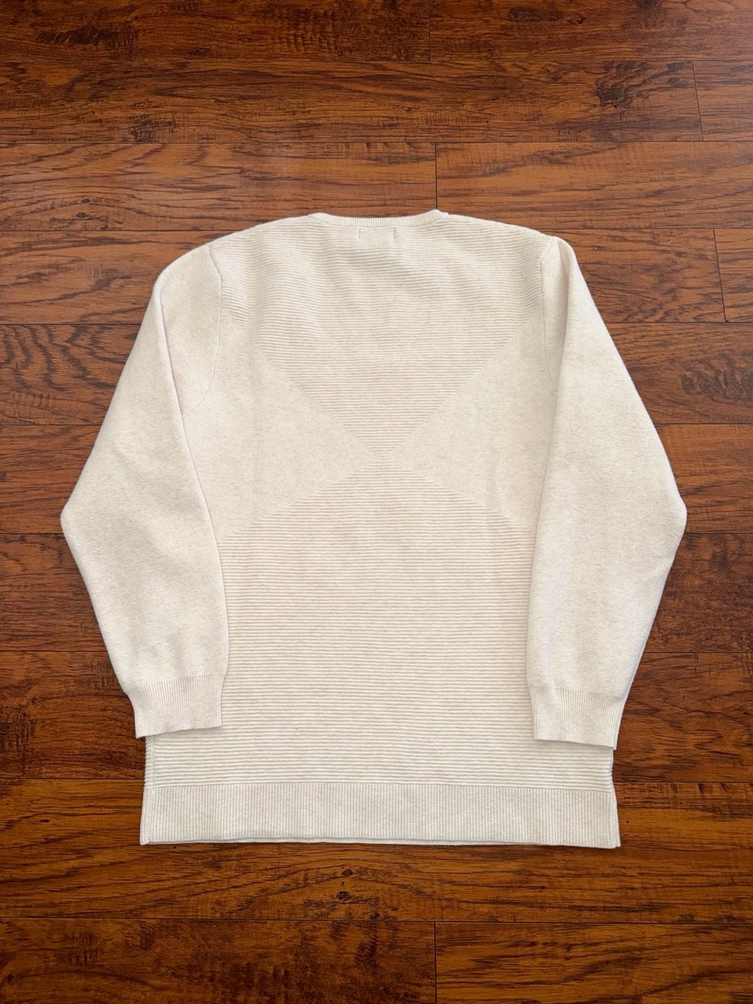 Zara Textured Knit Crew Neck Sweater Off White 7