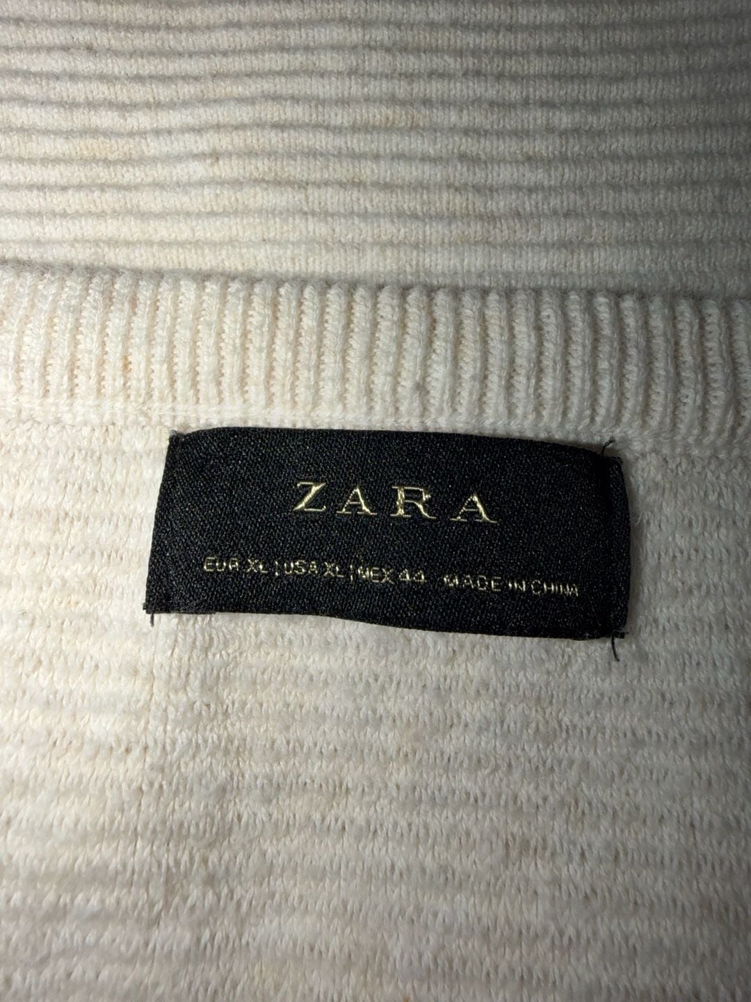 Zara Textured Knit Crew Neck Sweater Off White 8