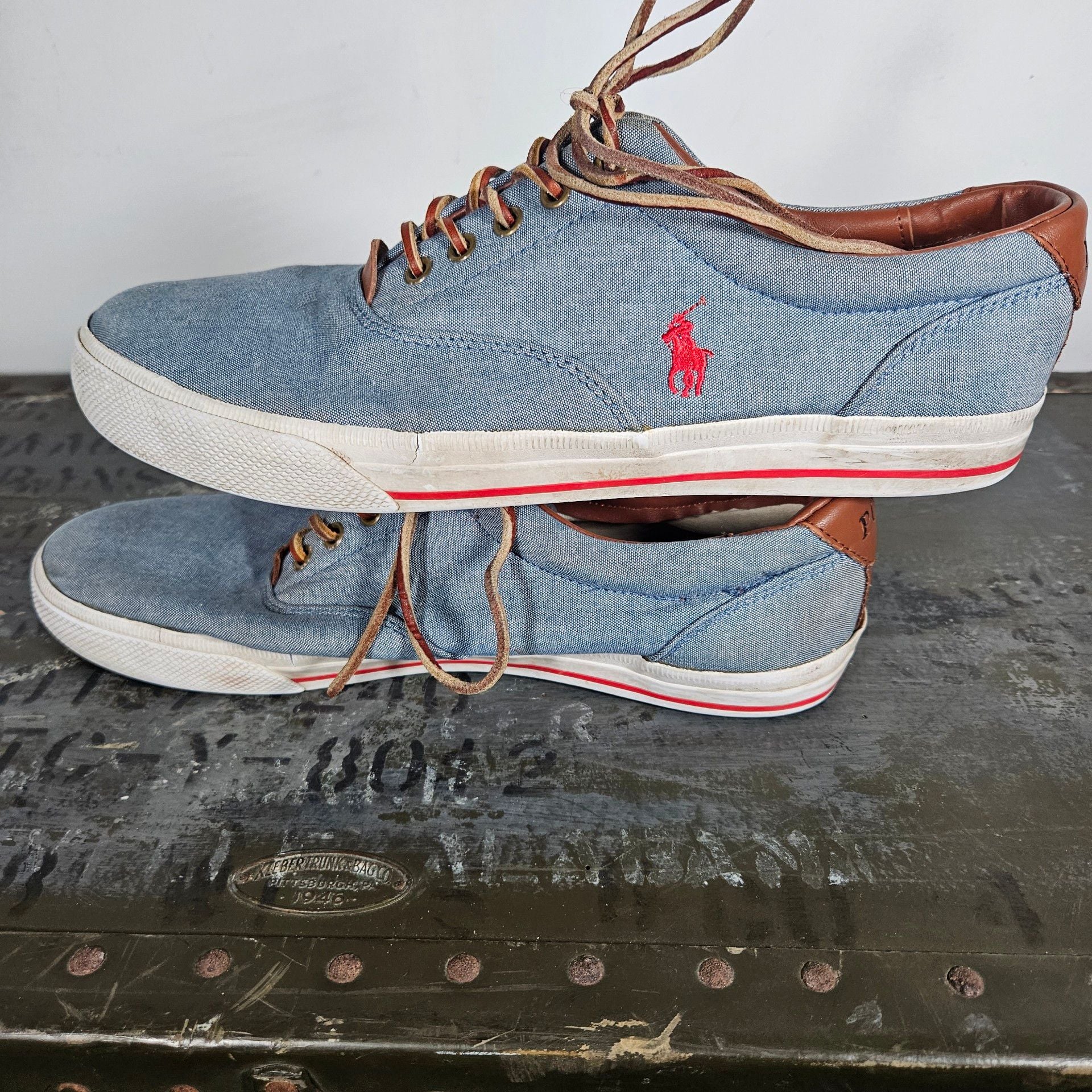 Polo Ralph Lauren Vaughn Denim Canvas Sneakers Blue Shoes 7