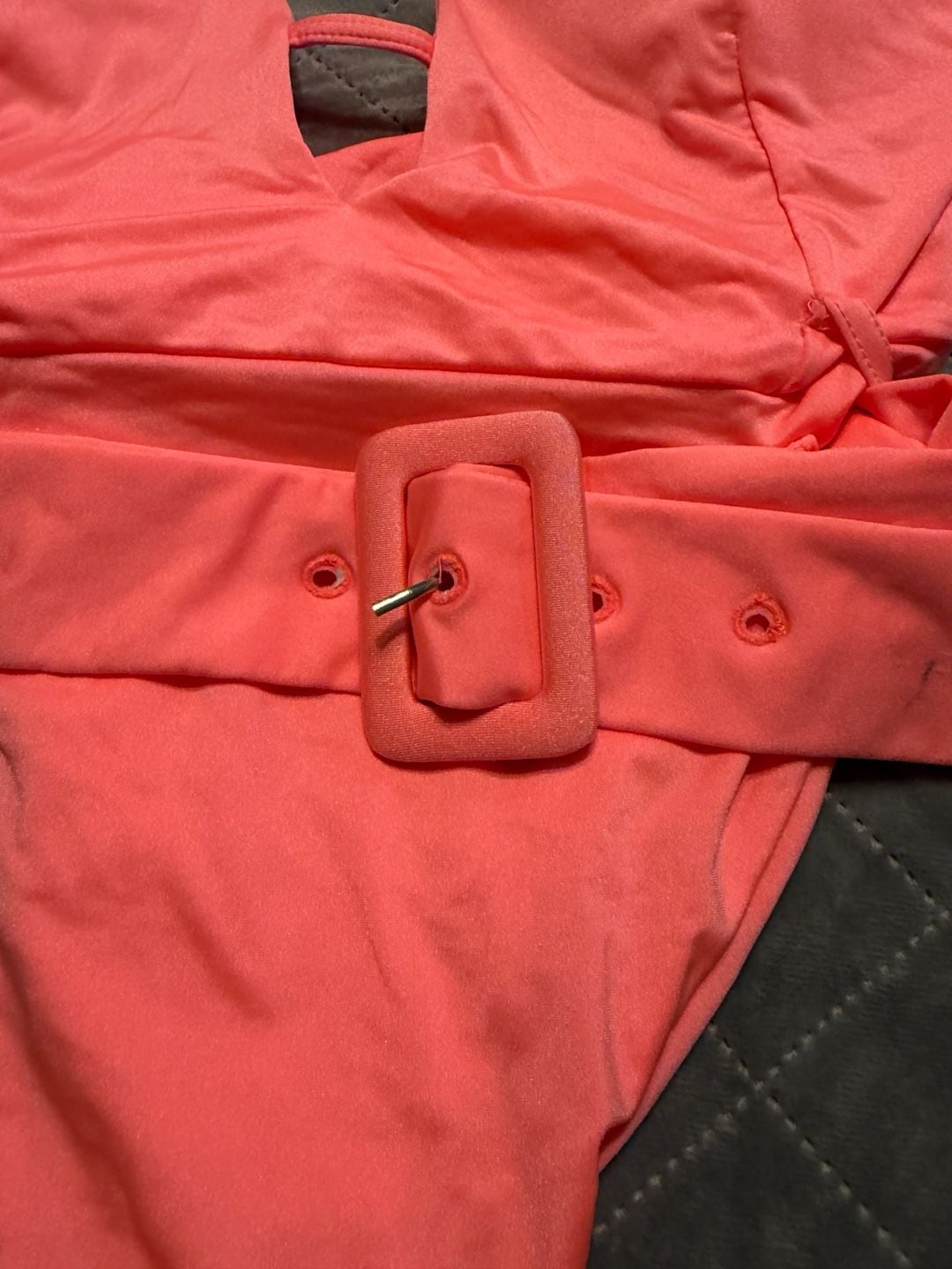 Buffbunny Collection One-Piece Swimsuit Size Small Neon Pink Belted 2