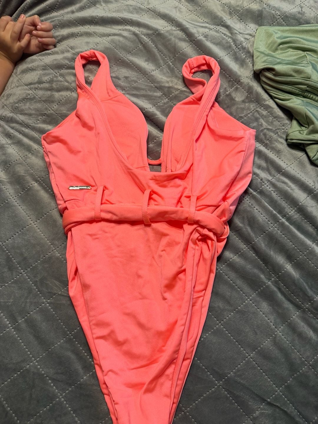 Buffbunny Collection One-Piece Swimsuit Size Small Neon Pink Belted 4