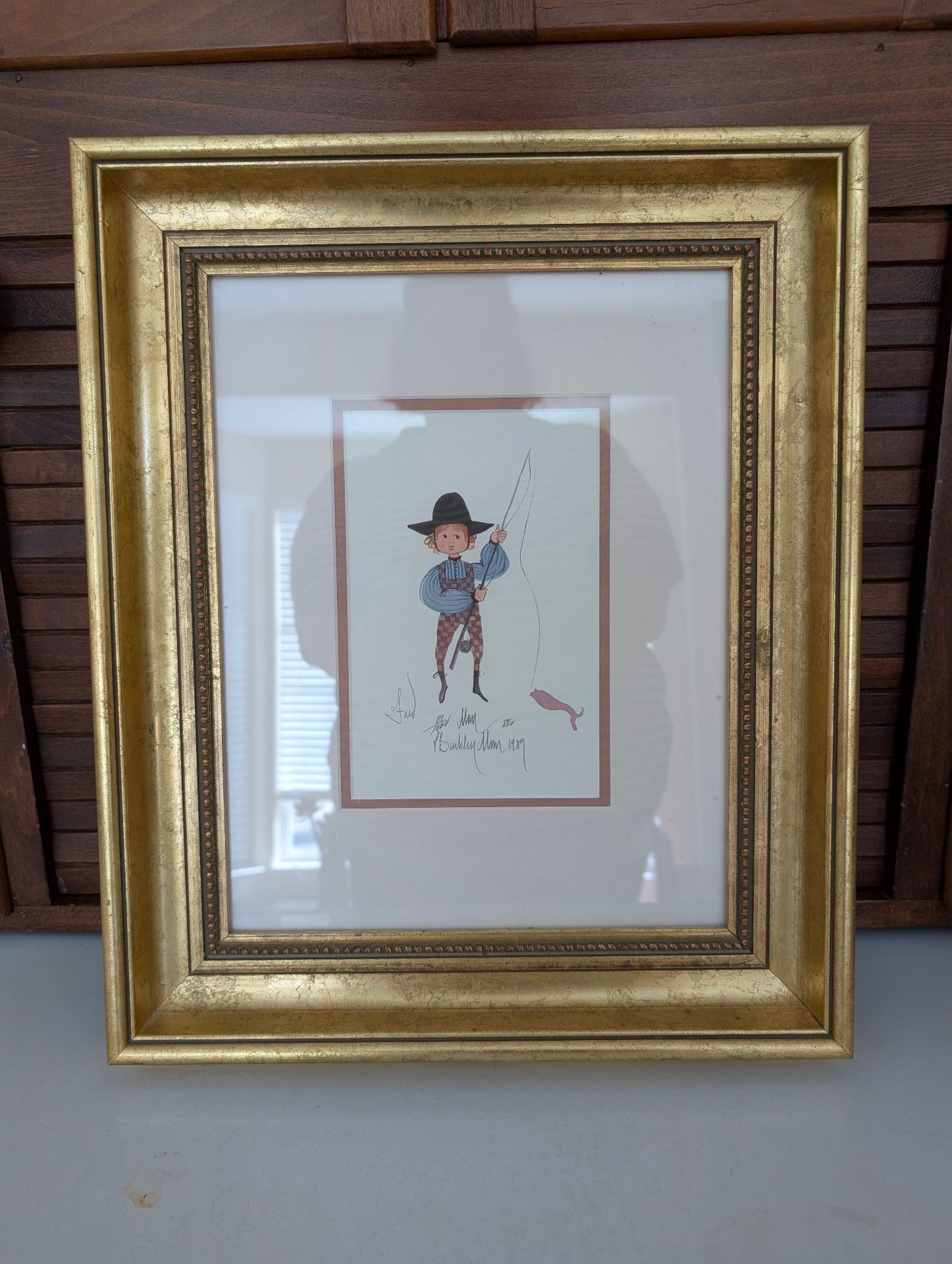 P. Buckley Moss Signed Limited Edition Framed Print PJ Boy Fishing 89/1000 1