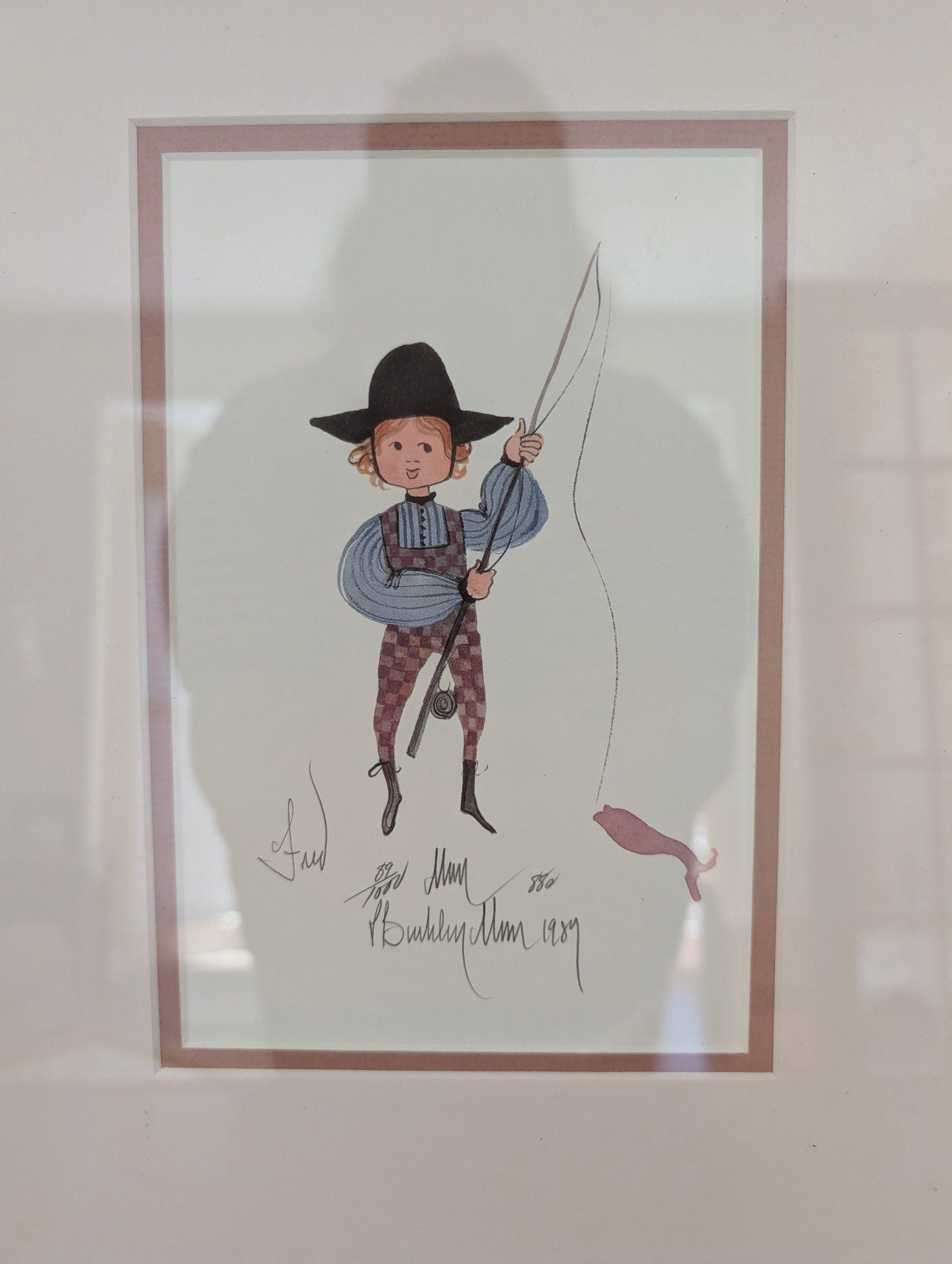 P. Buckley Moss Signed Limited Edition Framed Print PJ Boy Fishing 89/1000 2
