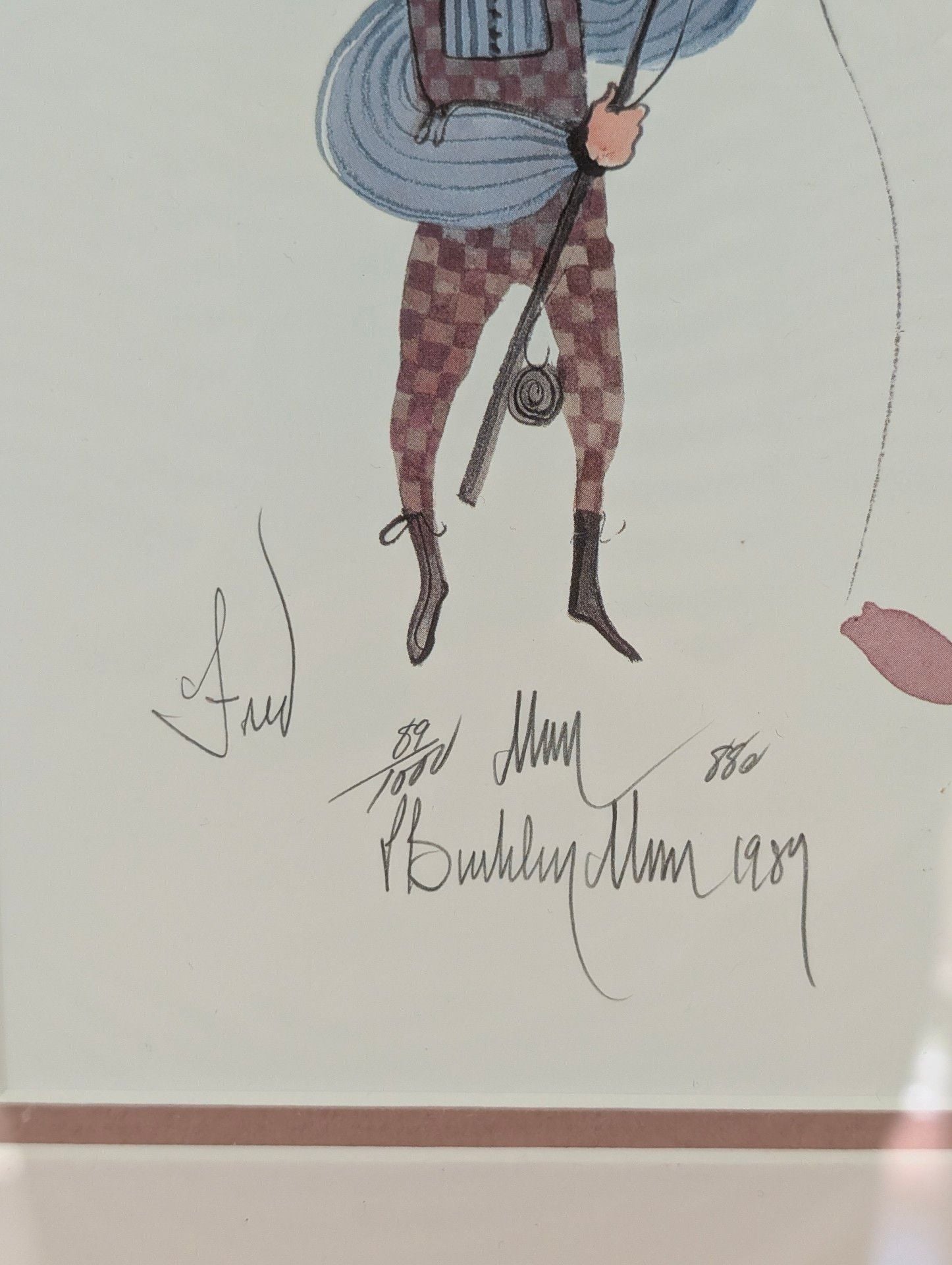 P. Buckley Moss Signed Limited Edition Framed Print PJ Boy Fishing 89/1000 3