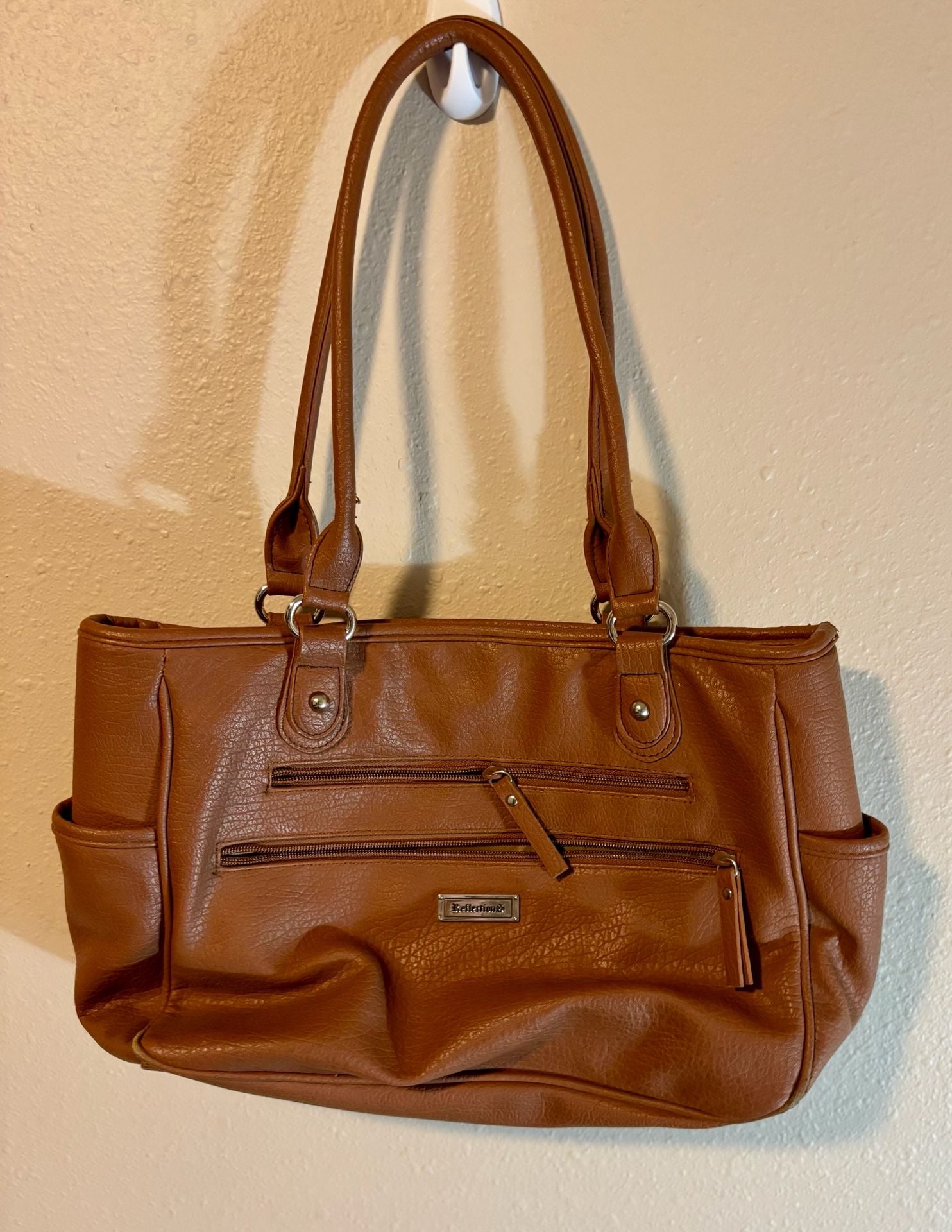 Reflections Brown Faux Leather Tote Shoulder Bag 2