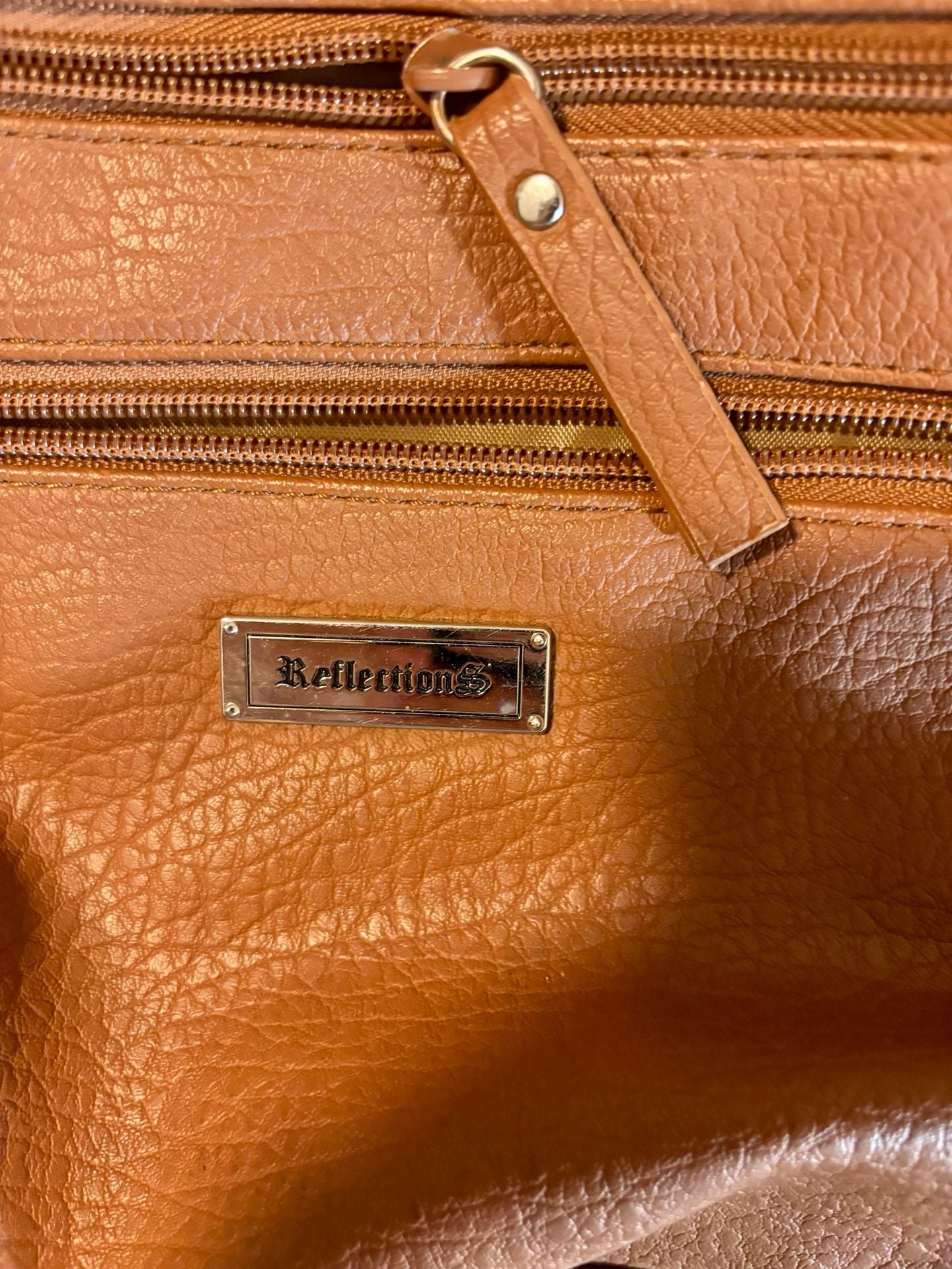 Reflections Brown Faux Leather Tote Shoulder Bag 3