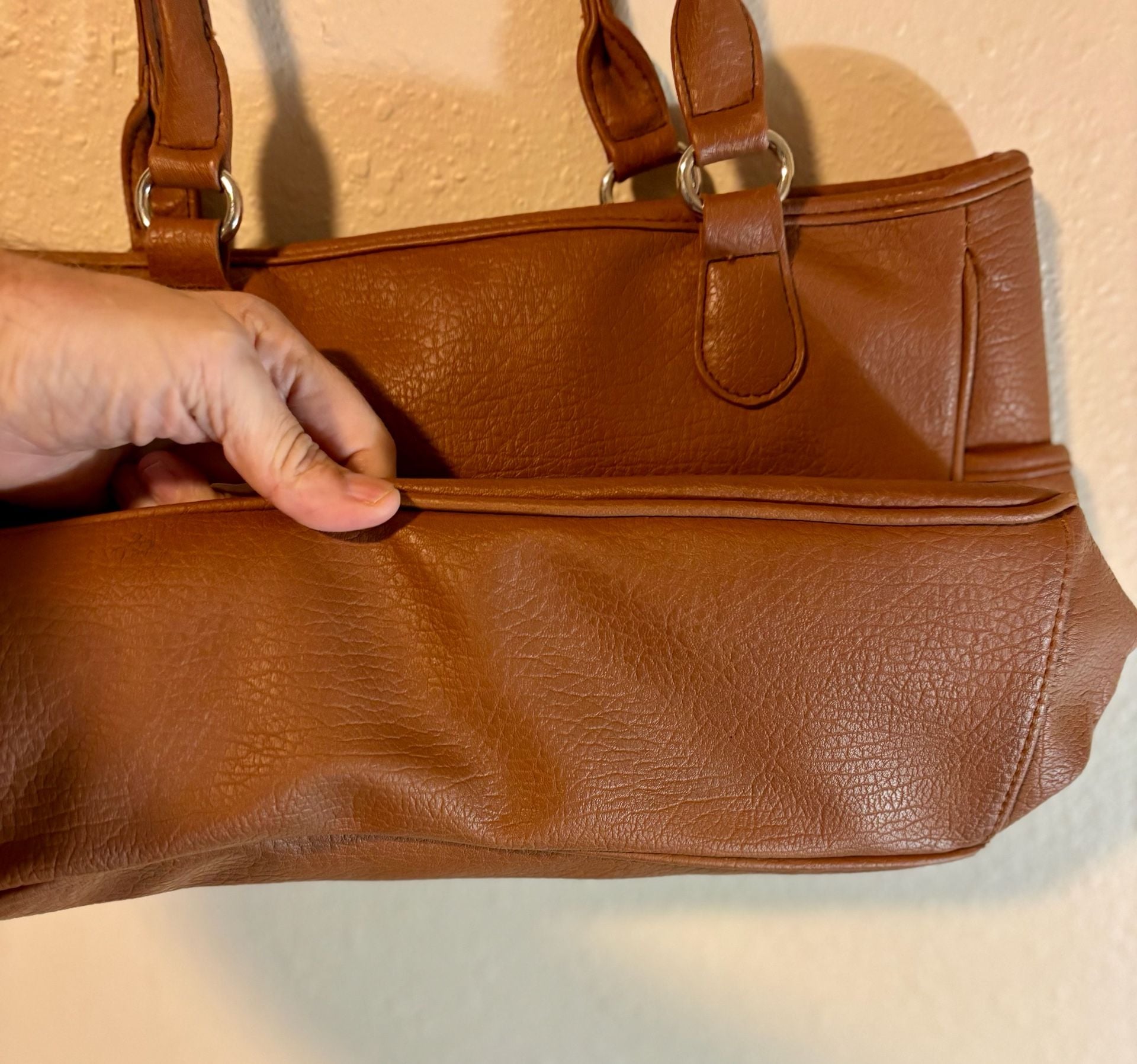 Reflections Brown Faux Leather Tote Shoulder Bag 9