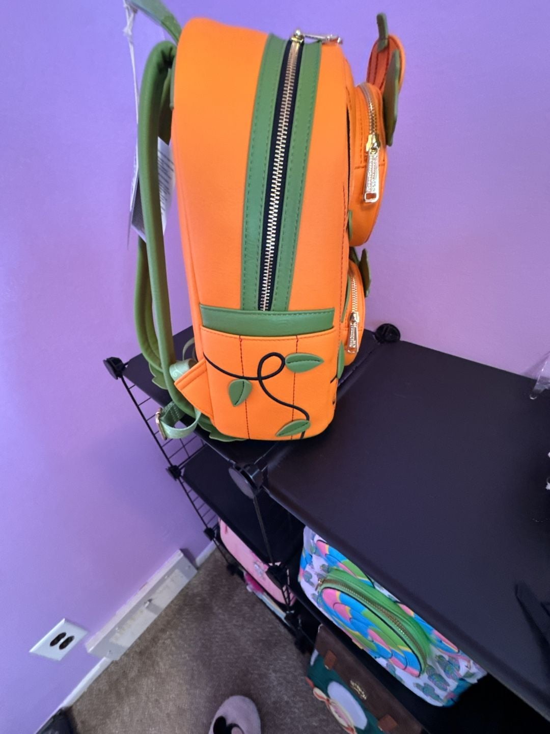 Loungefly Disney Donald & Daisy Jack-o'-Lantern Glow Mini Backpack NWT 6