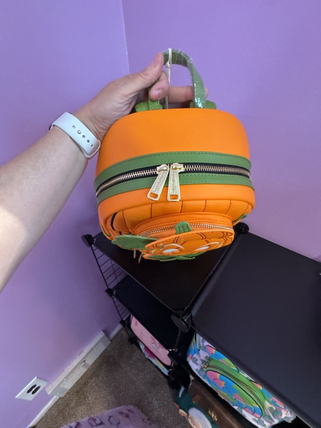 Loungefly Disney Donald & Daisy Jack-o'-Lantern Glow Mini Backpack NWT 8