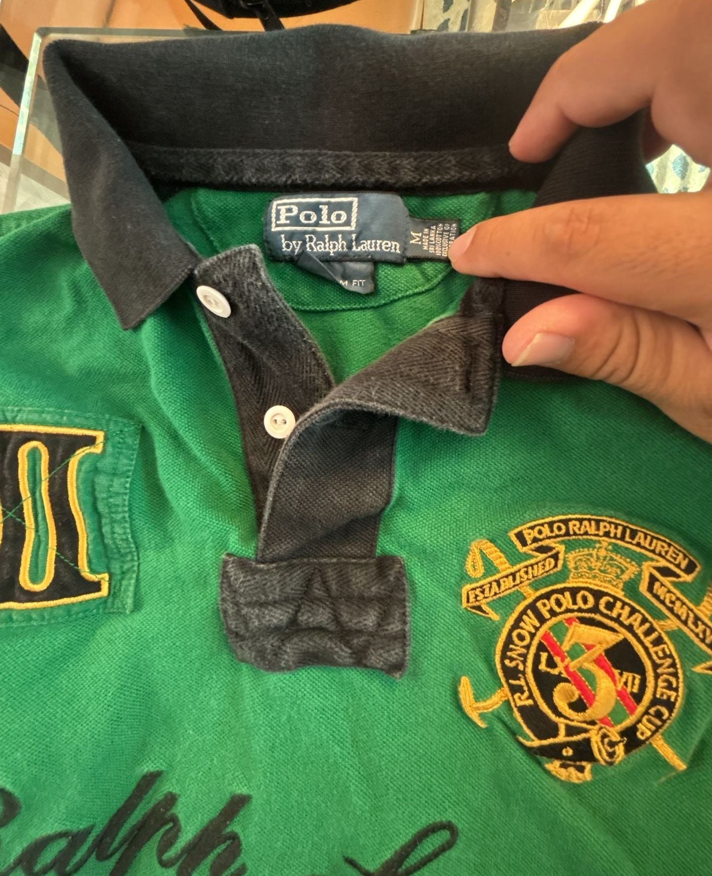 Polo Ralph Lauren Snow Polo Challenge Polo Shirt Size M Green White 3